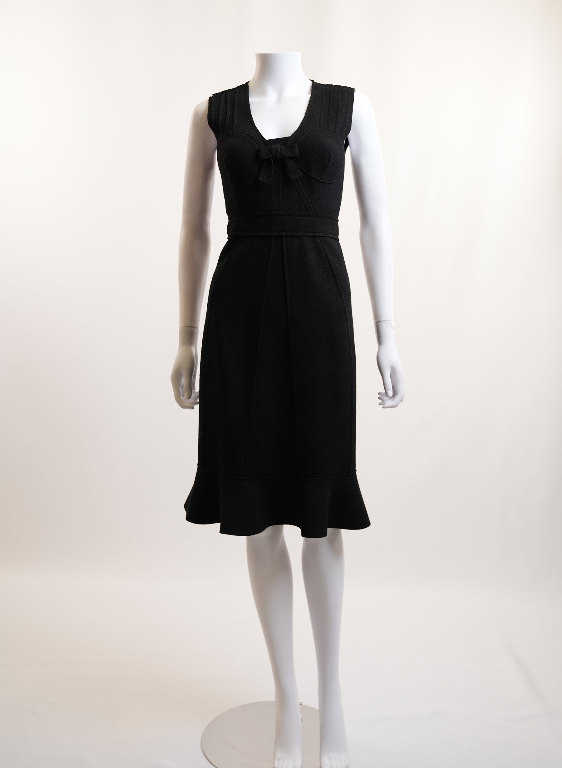 Prada Sleeveless Midi Dress With Ruffled Hem