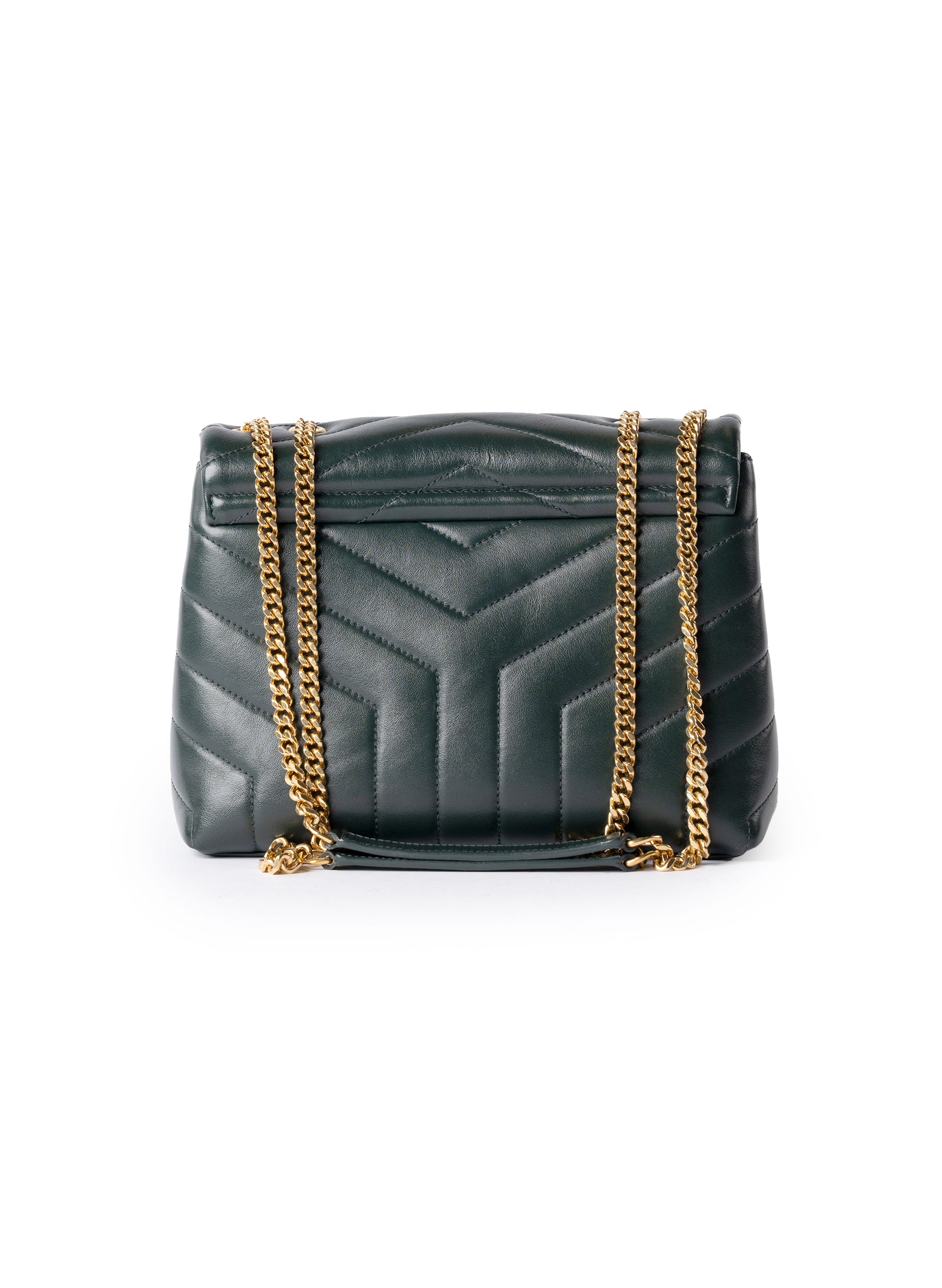 Saint Laurent Calfskin Y Quilted Monogram Small Loulou Chain Satchel