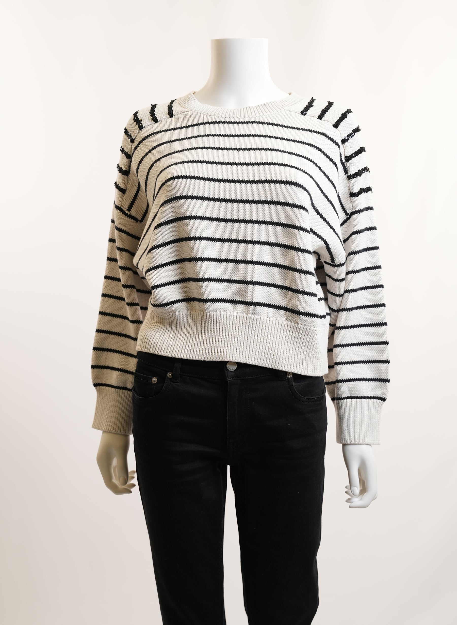 Brunello Cucinelli Black And White Stripe Knit Sweater