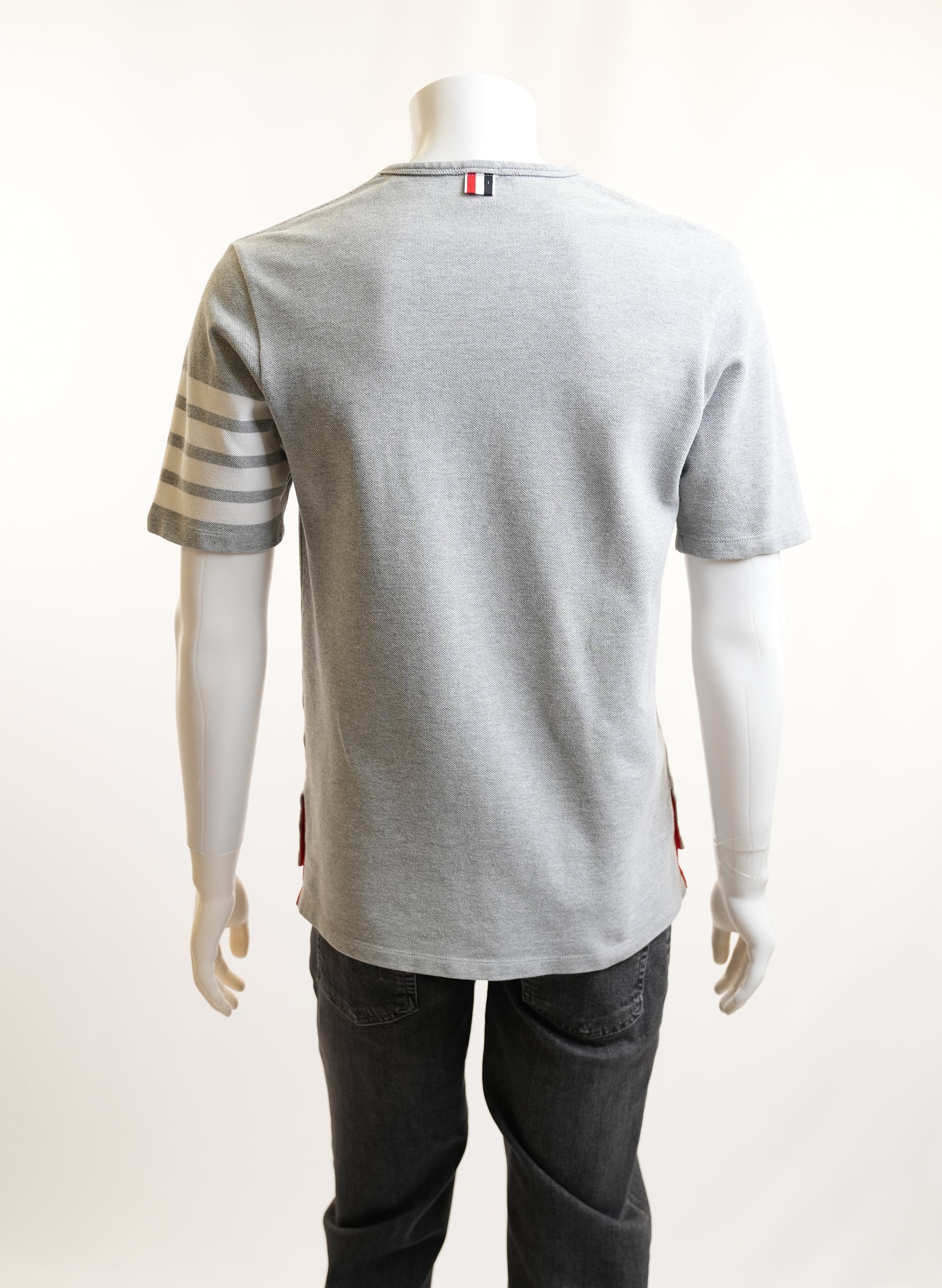 Thom Browne Grey Textured Piqué 4-Bar T-Shirt