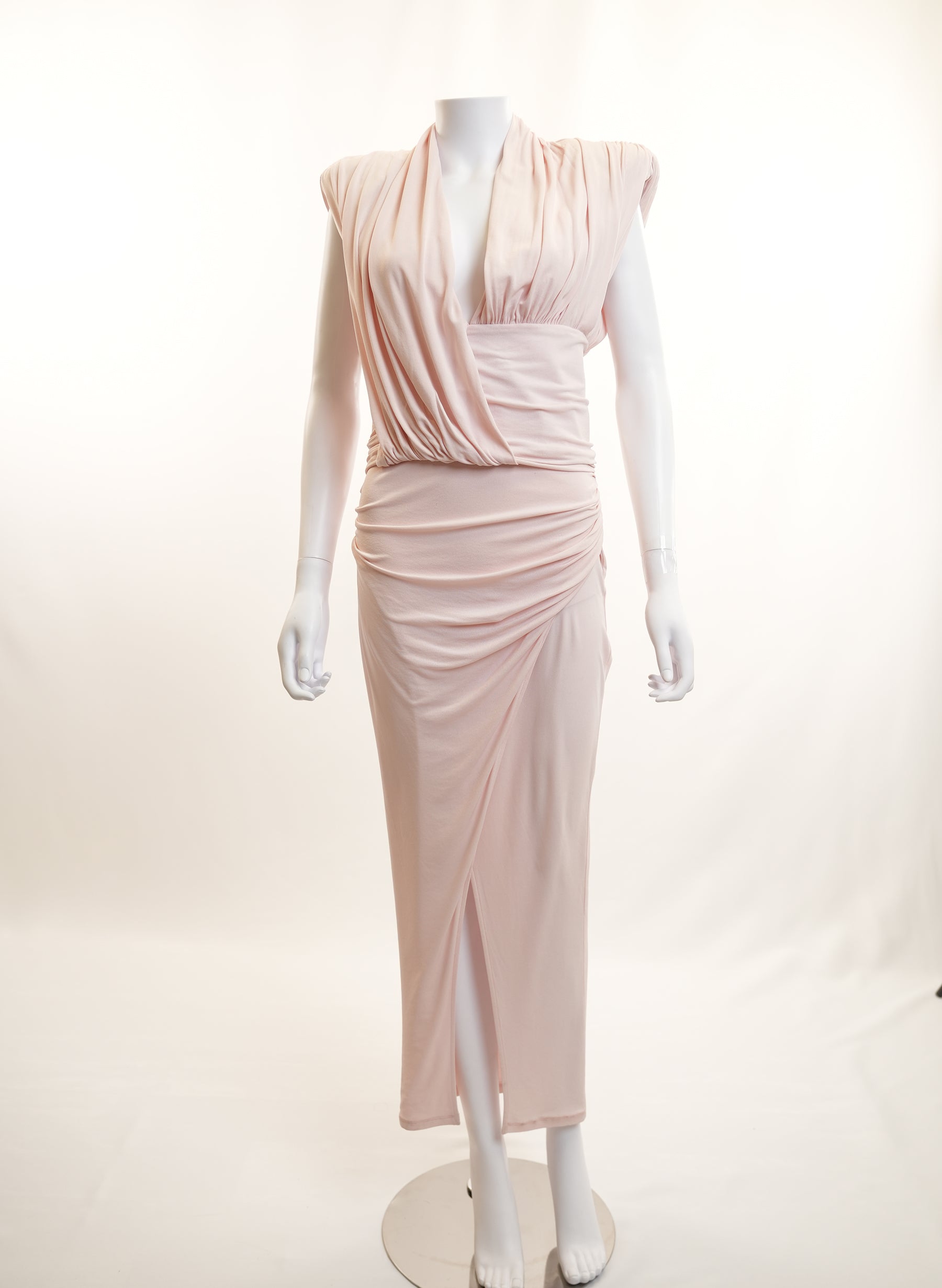 Balmain Draped Jersey Gown Dress