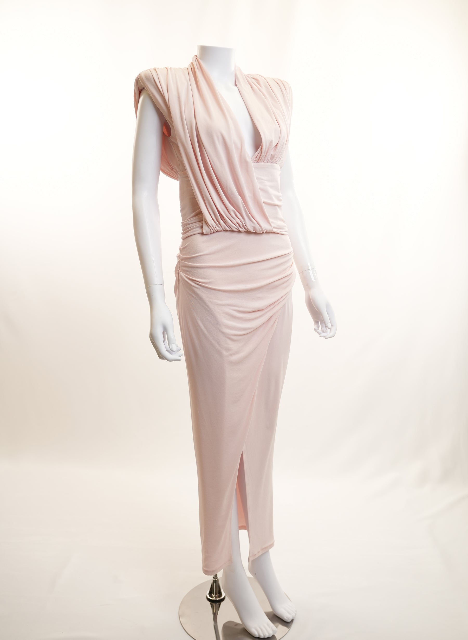Balmain Draped Jersey Gown Dress