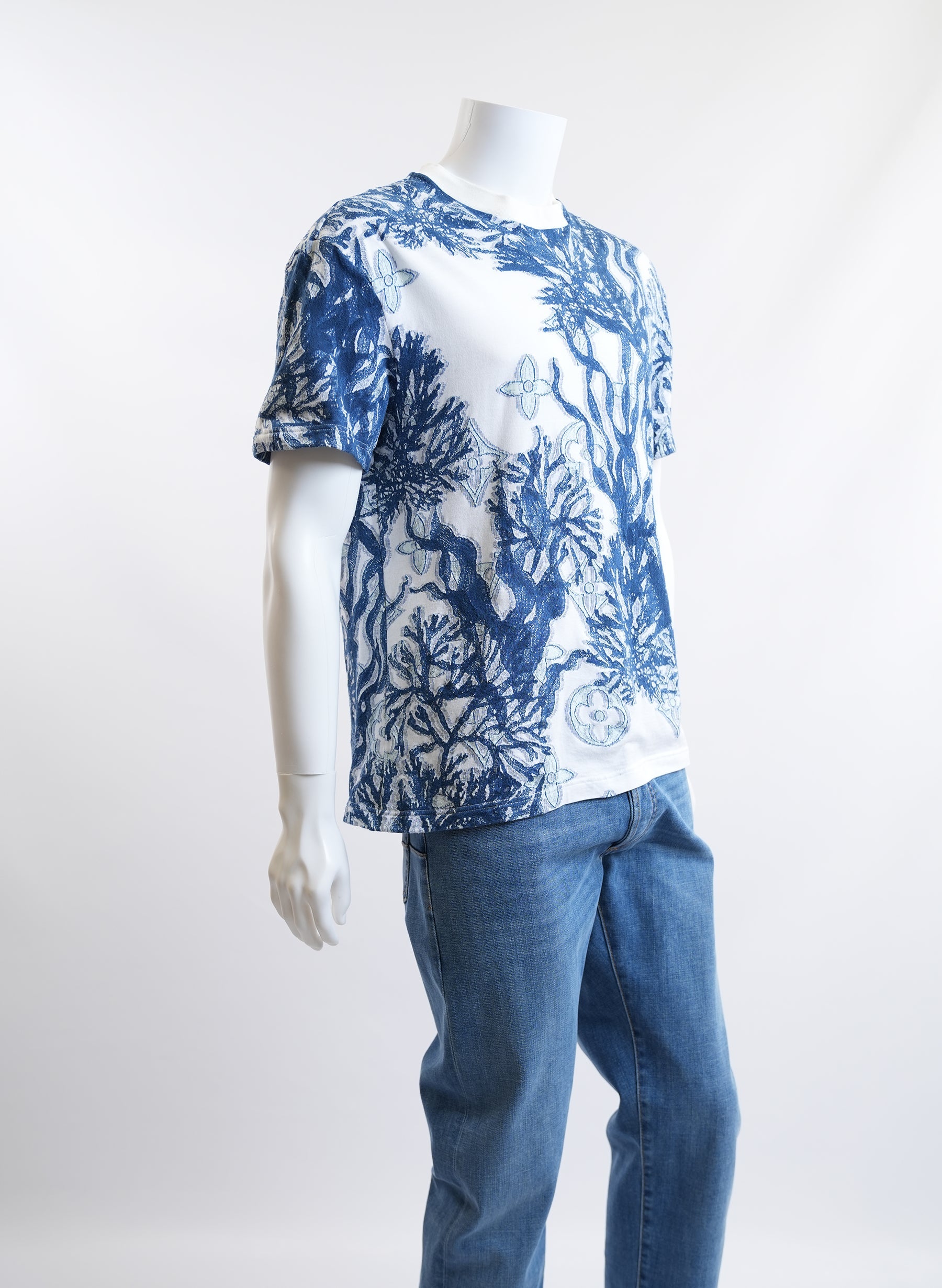 Louis Vuitton Blue And White Print T-Shirt