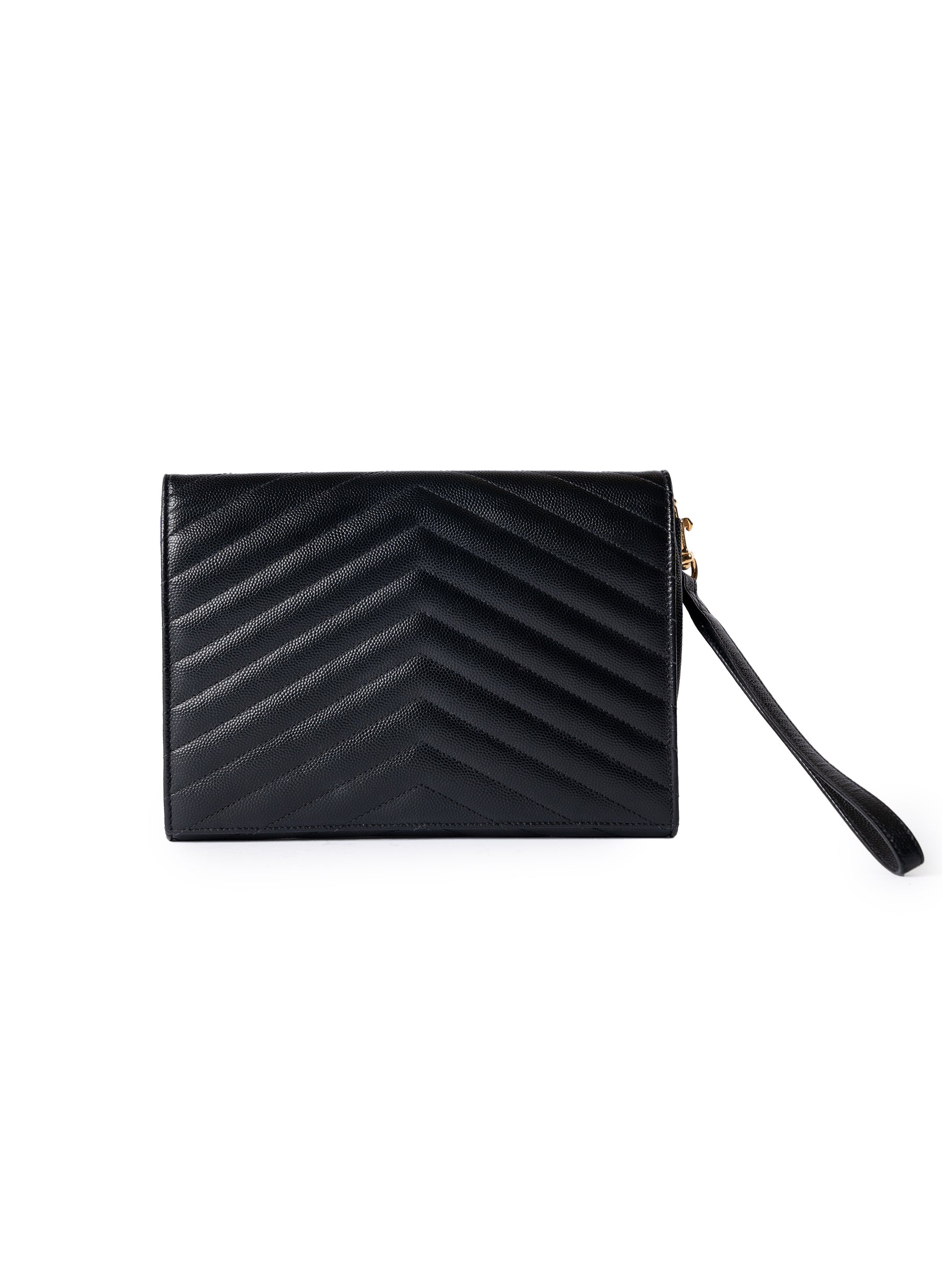 Yves Saint Laurent Grain De Poudre Matelasse Chevron Monogram Envelope Clutch