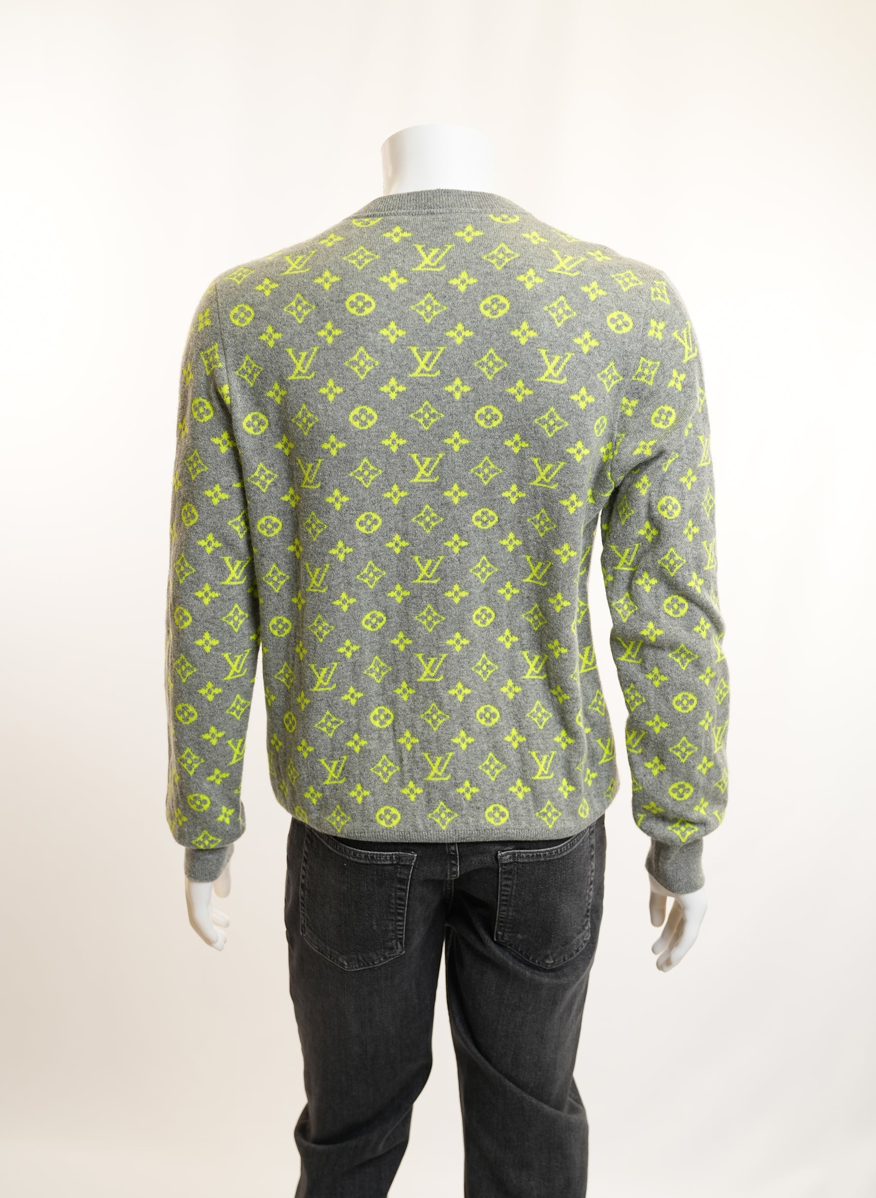 Louis Vuitton Grey And Yellow Cashmere Sweater With Back Monogram