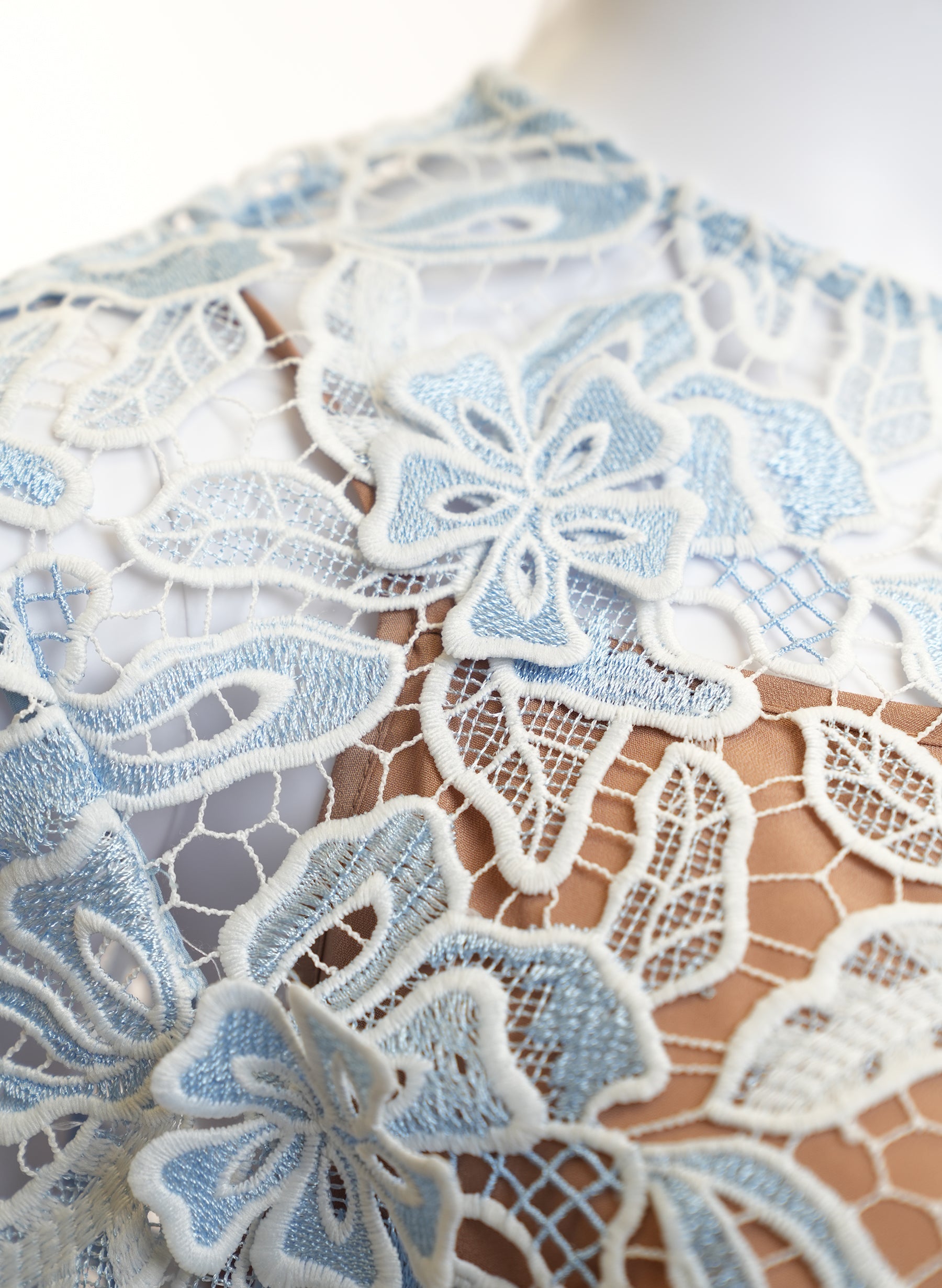 Self-Portrait 3D Lace Lily Guipure Dress Blue And White