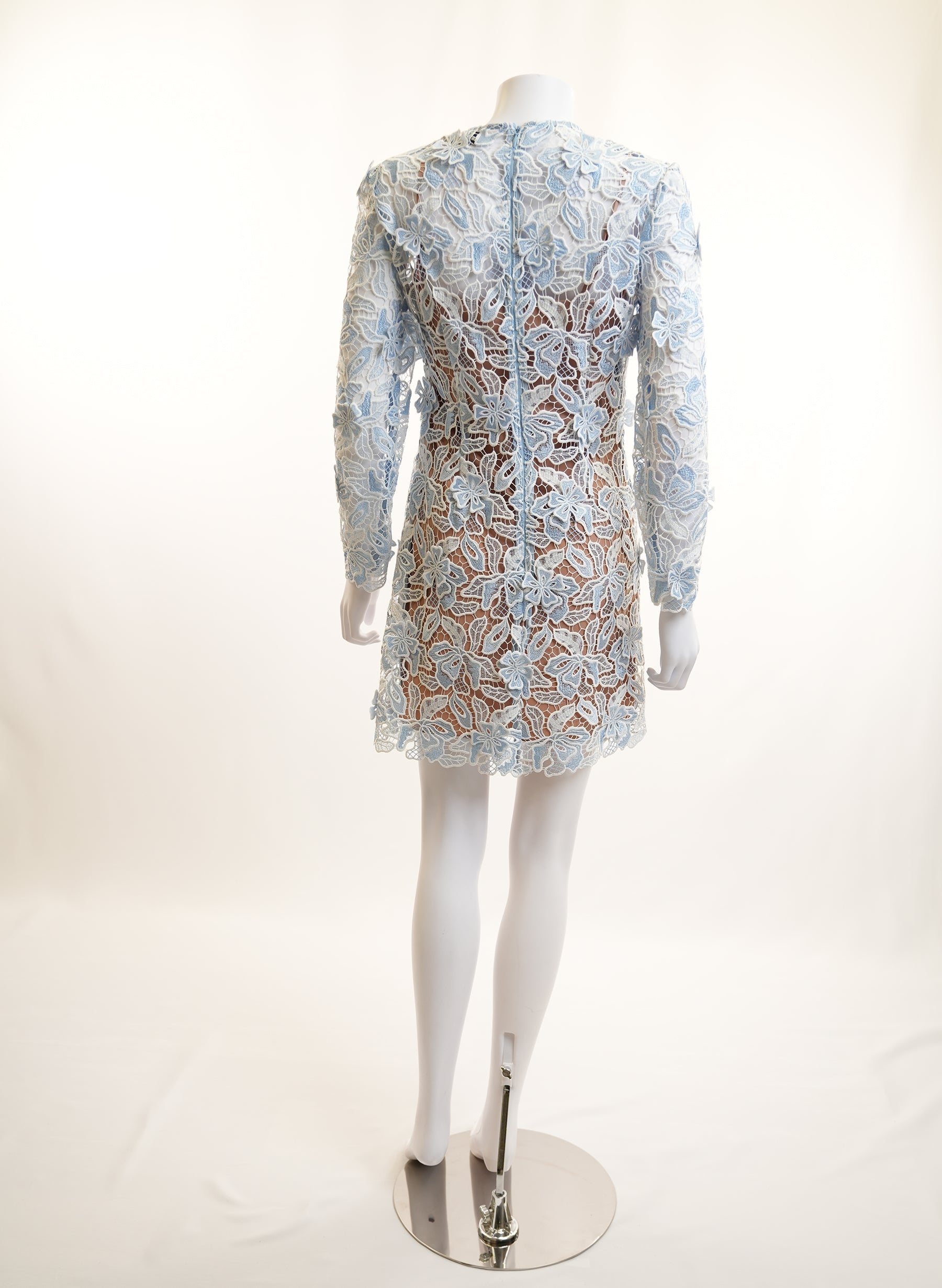 Self-Portrait 3D Lace Lily Guipure Dress Blue And White