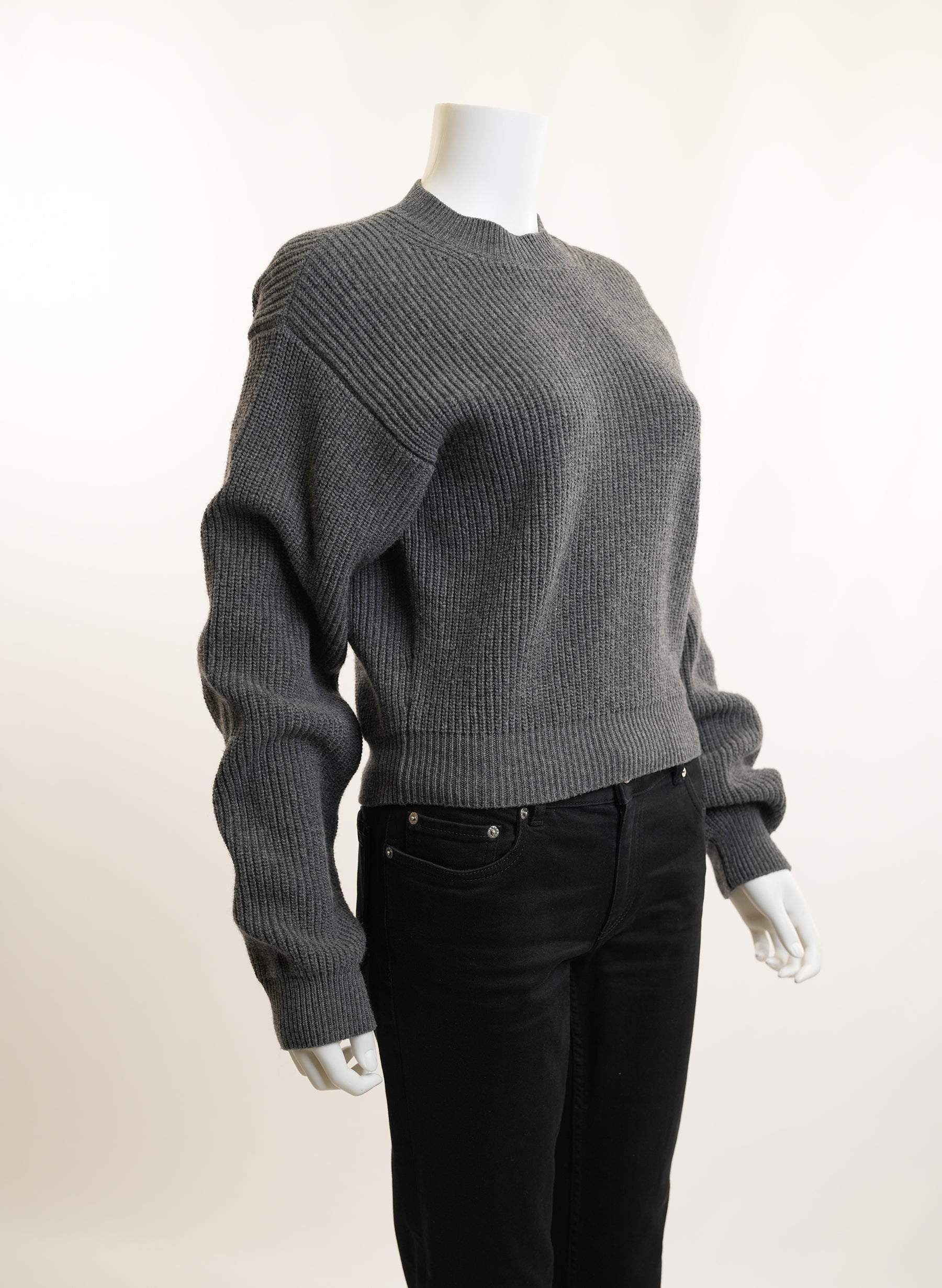 Balenciaga Grey Cropped Wool Sweater