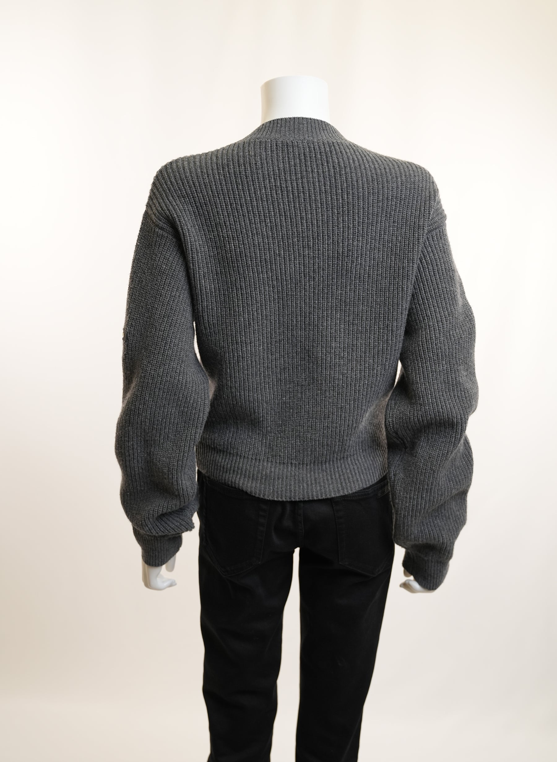 Balenciaga Grey Cropped Wool Sweater