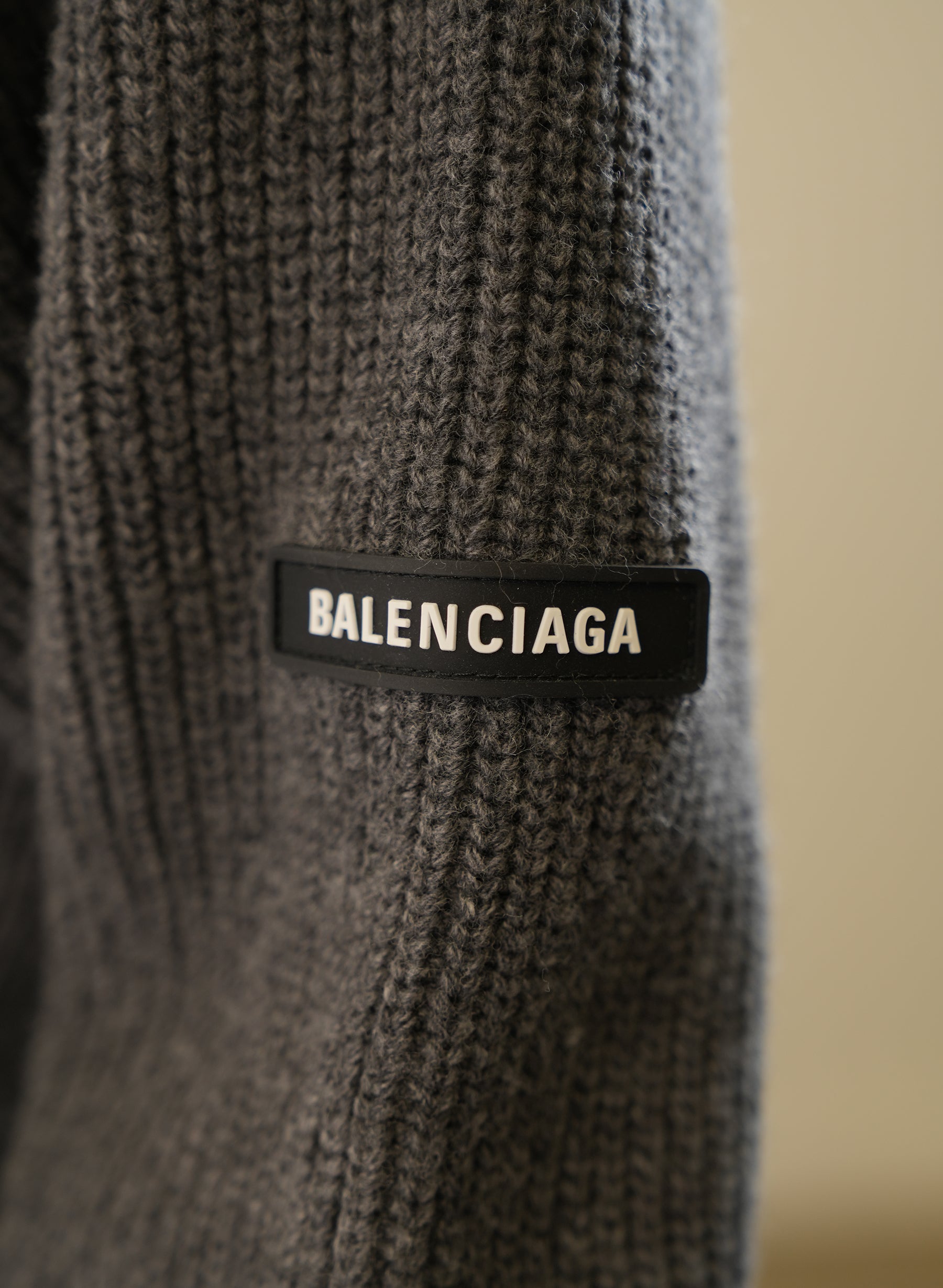Balenciaga Grey Cropped Wool Sweater