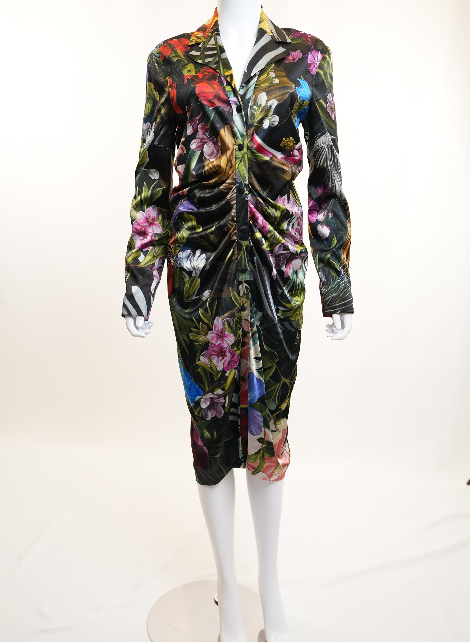 Roberto Cavalli Black Floral Dress