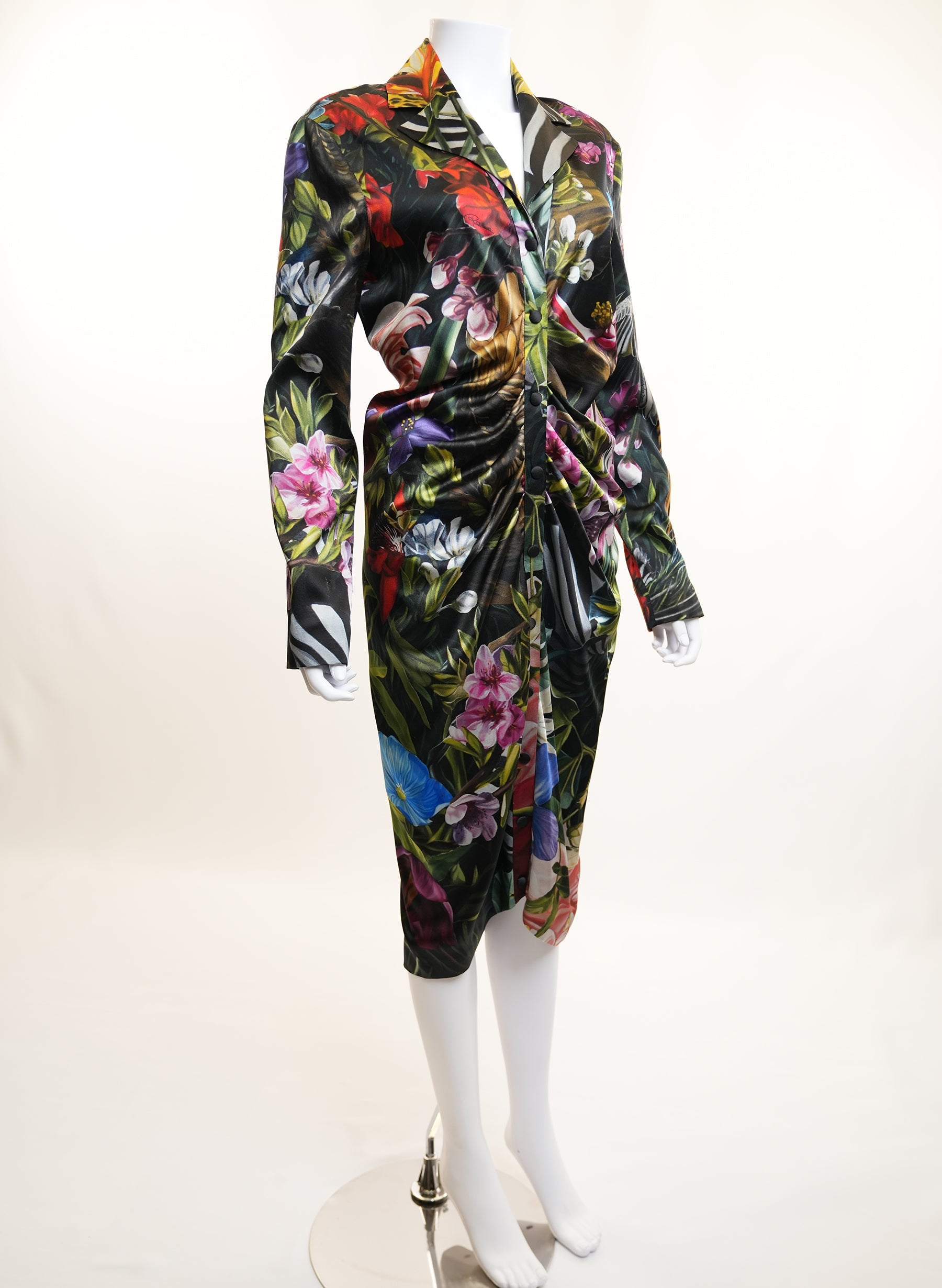 Roberto Cavalli Black Floral Dress