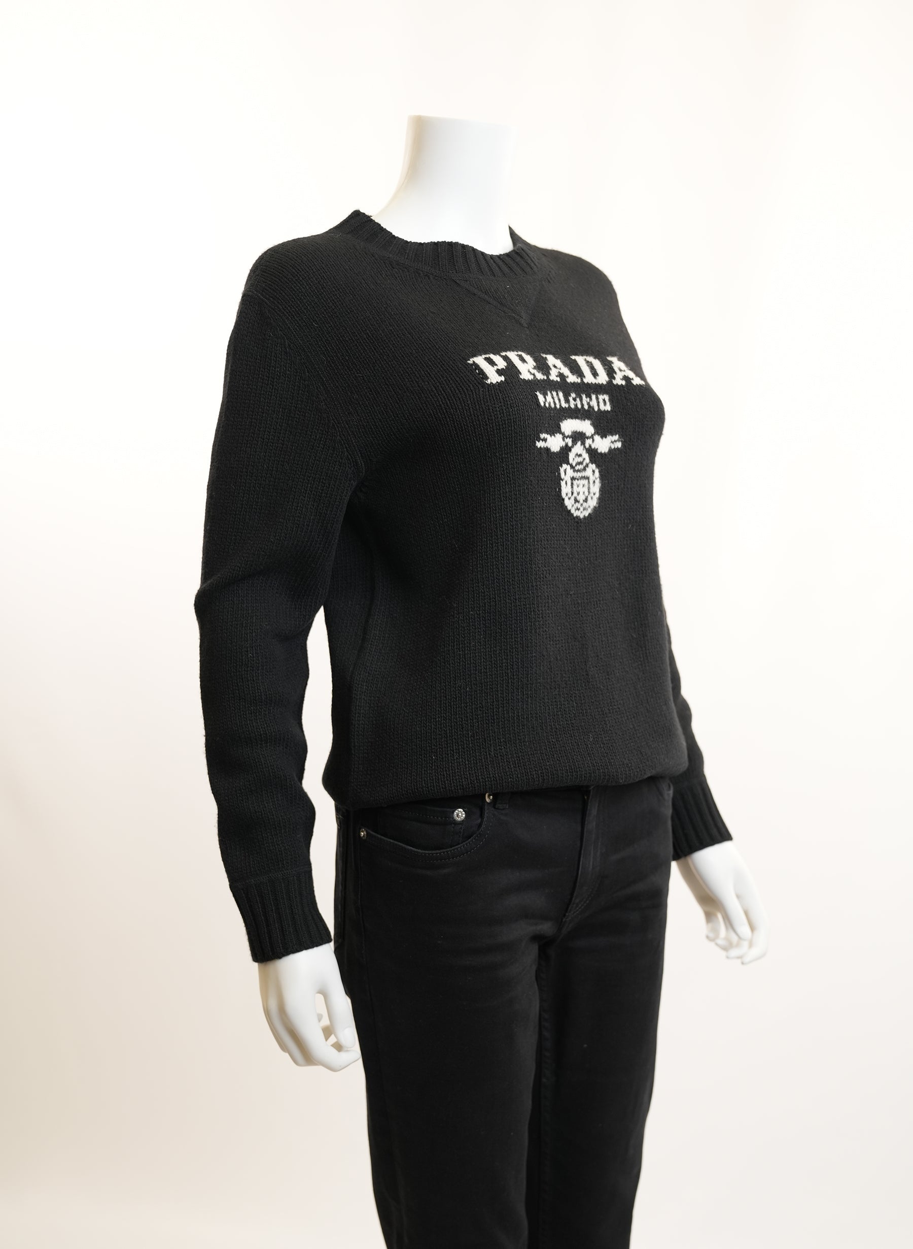 Prada Cashmere Wool Logo Crewneck Sweater