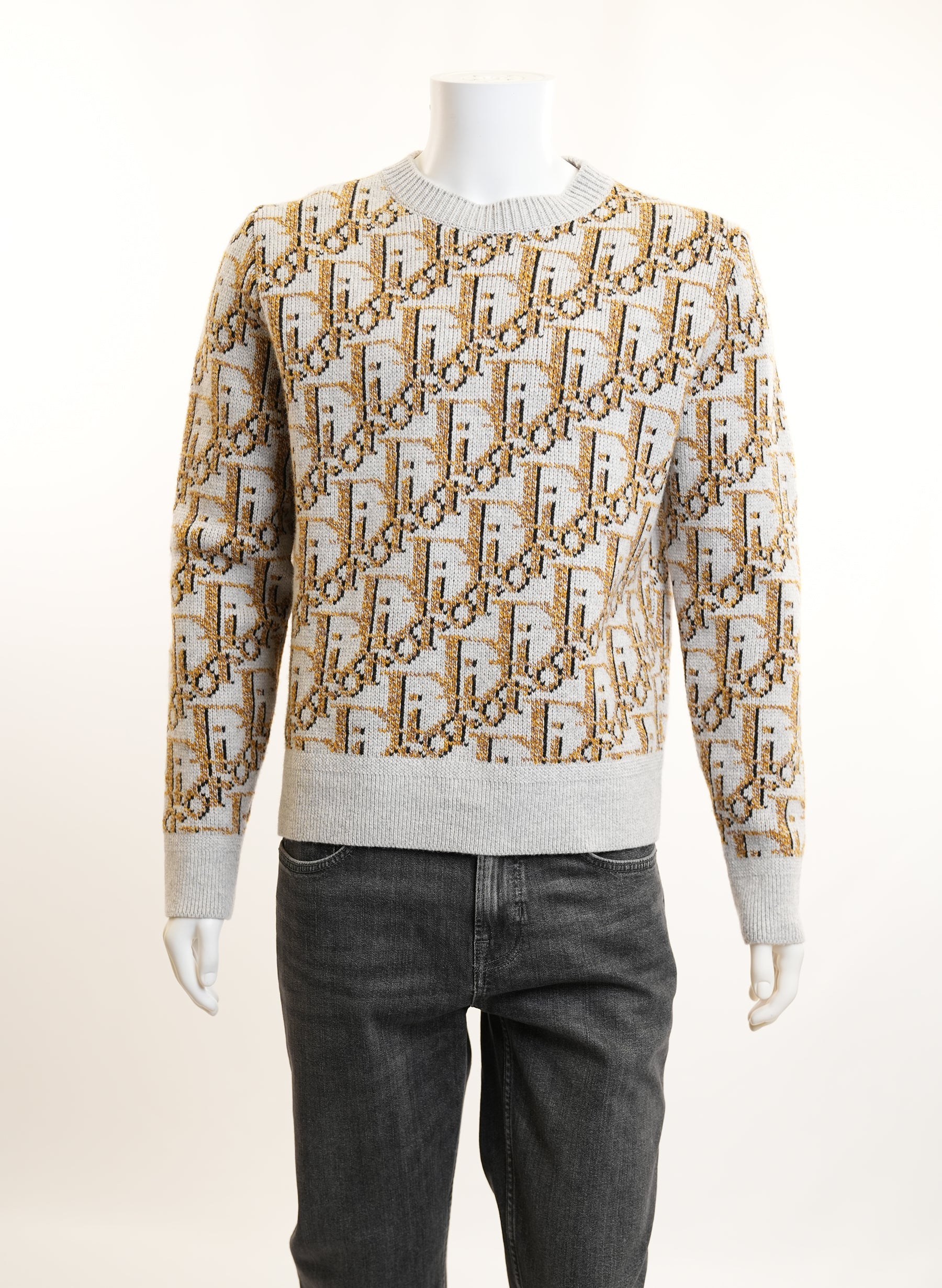 Christian Dior ニット セーター トロッター 総柄 ベージュ M Christian Dior Beige And Brown Oblique Knit