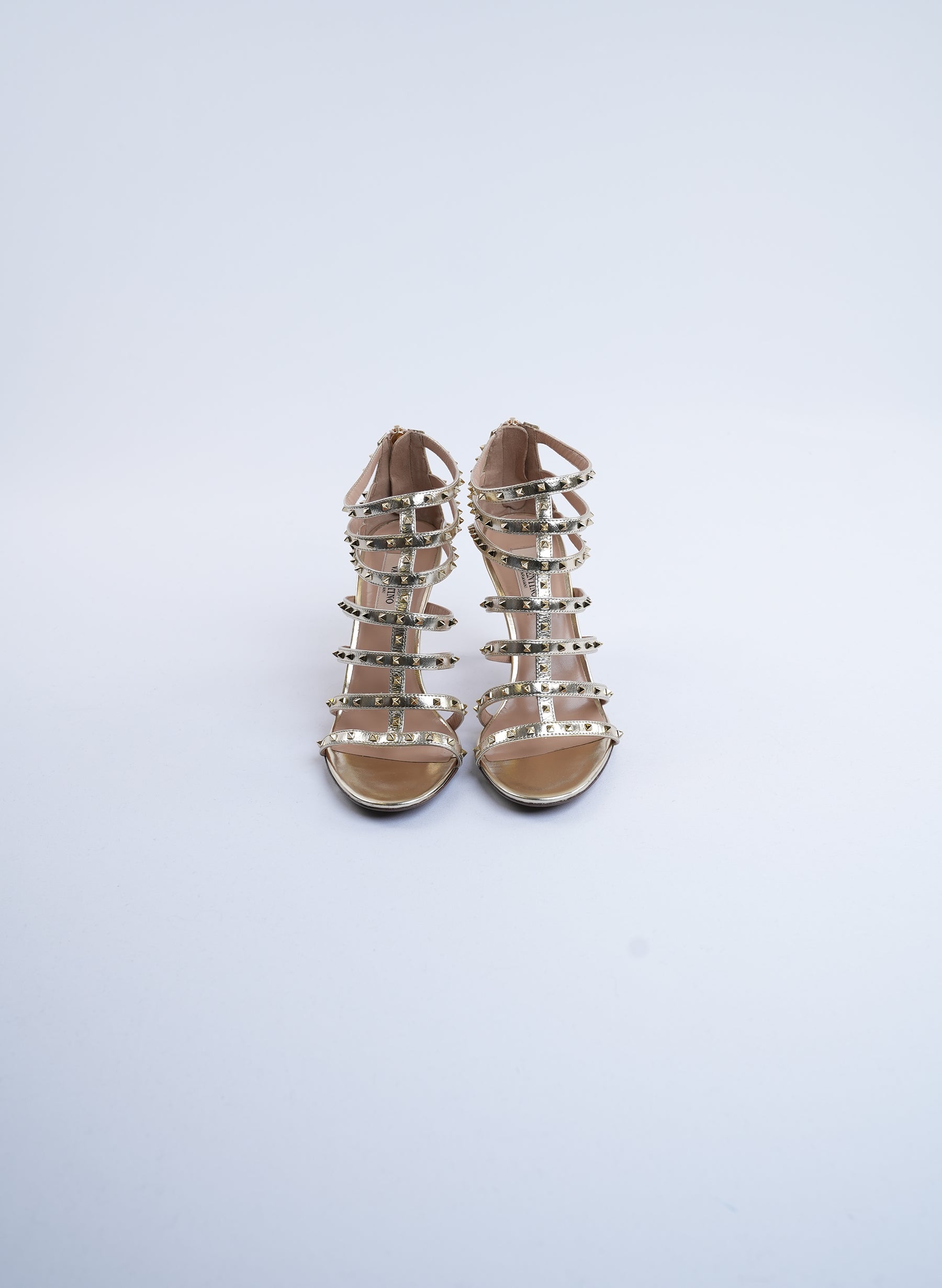 Valentino Rockstud Metallic Leather Sandals