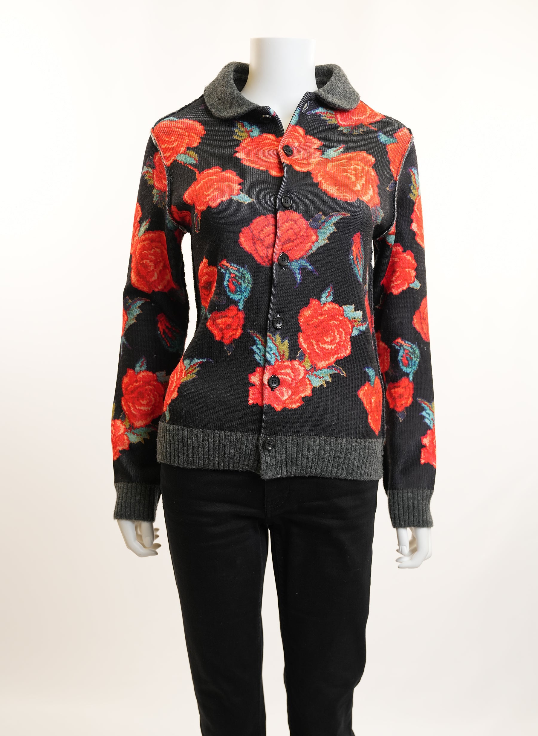 Comme Des Garçons Floral Knit Cardigan