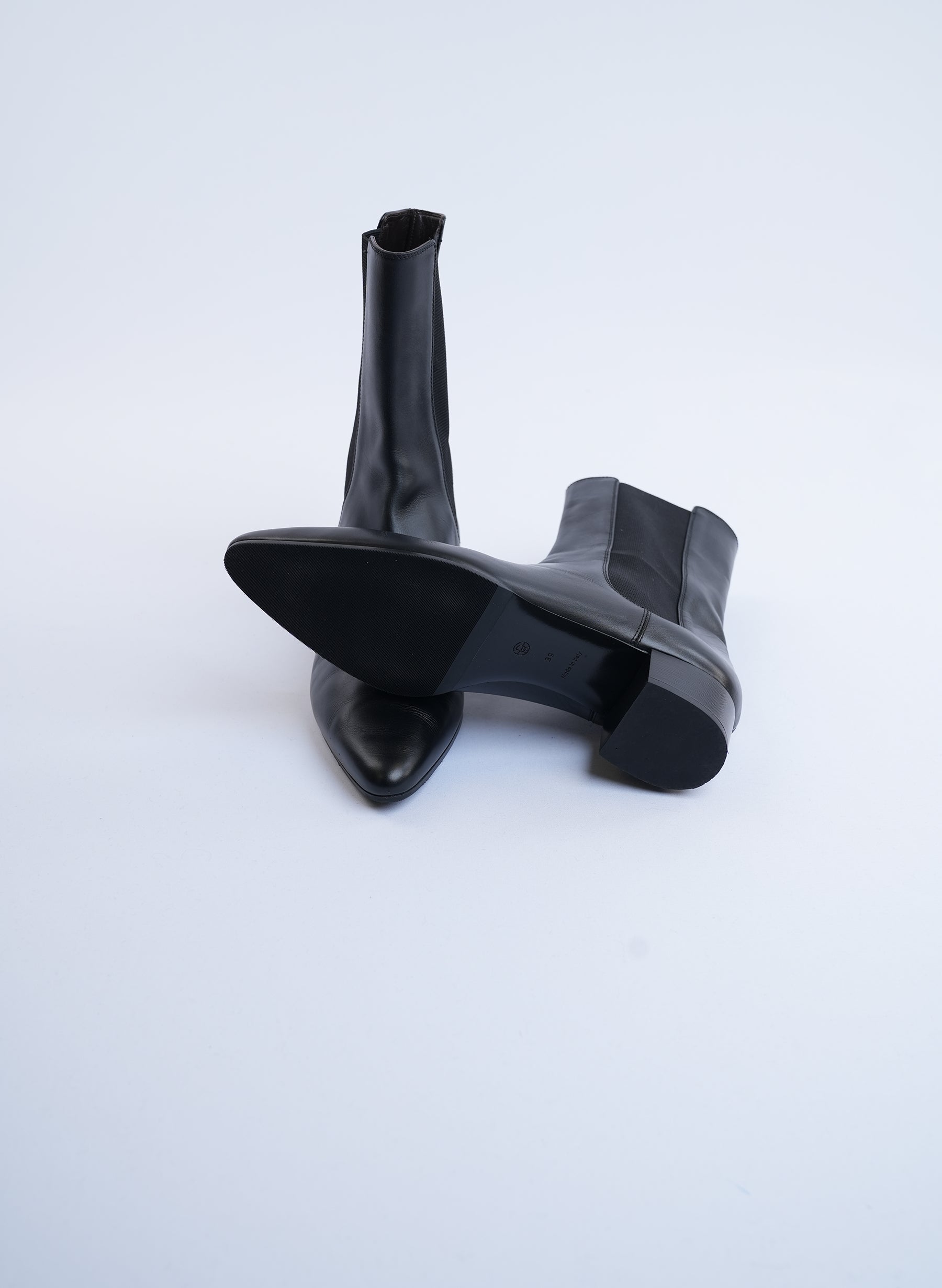 The Row Black Leather Ankle Boots