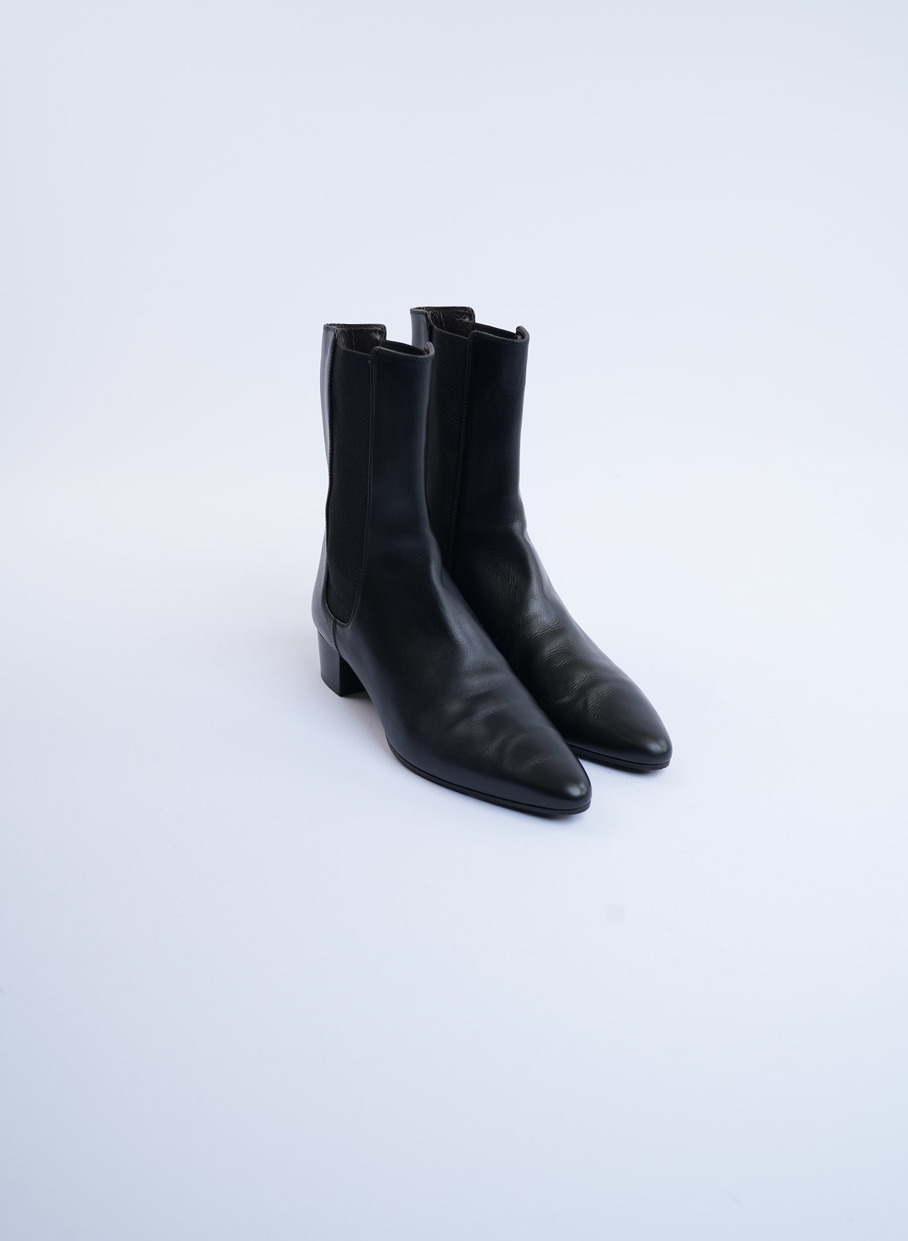The Row Black Leather Ankle Boots