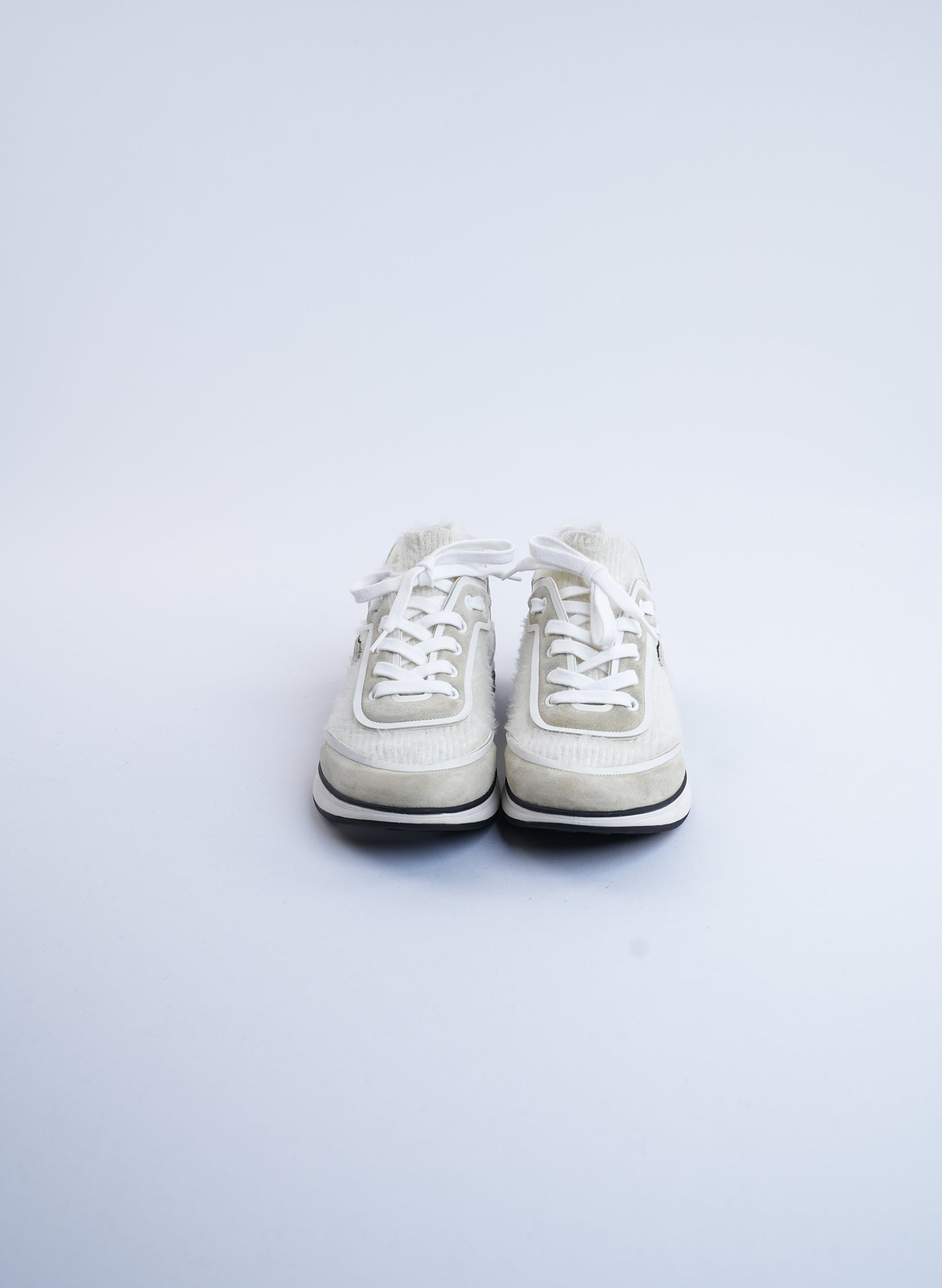 Chanel Suede Wool Low Top Sneakers