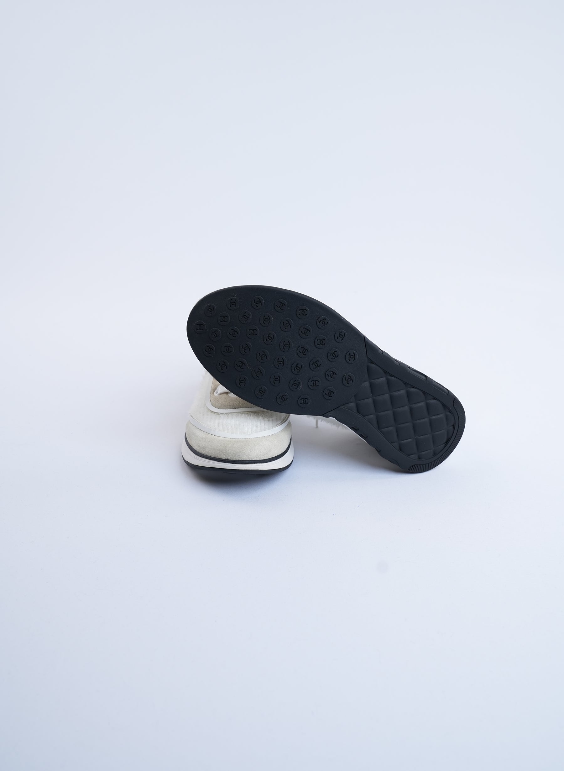 Chanel Suede Wool Low Top Sneakers