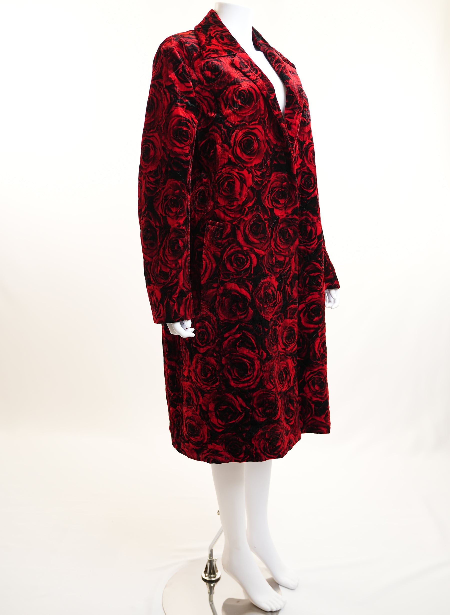 Dries Van Noten Rose Print Velvet Coat