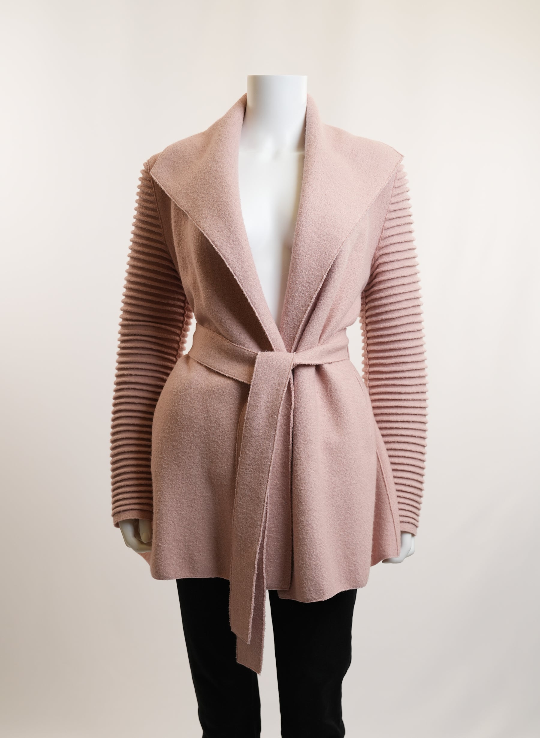 Sentaler Baby Alpaca Wool Wrap Coat With Ribbed Sleeves