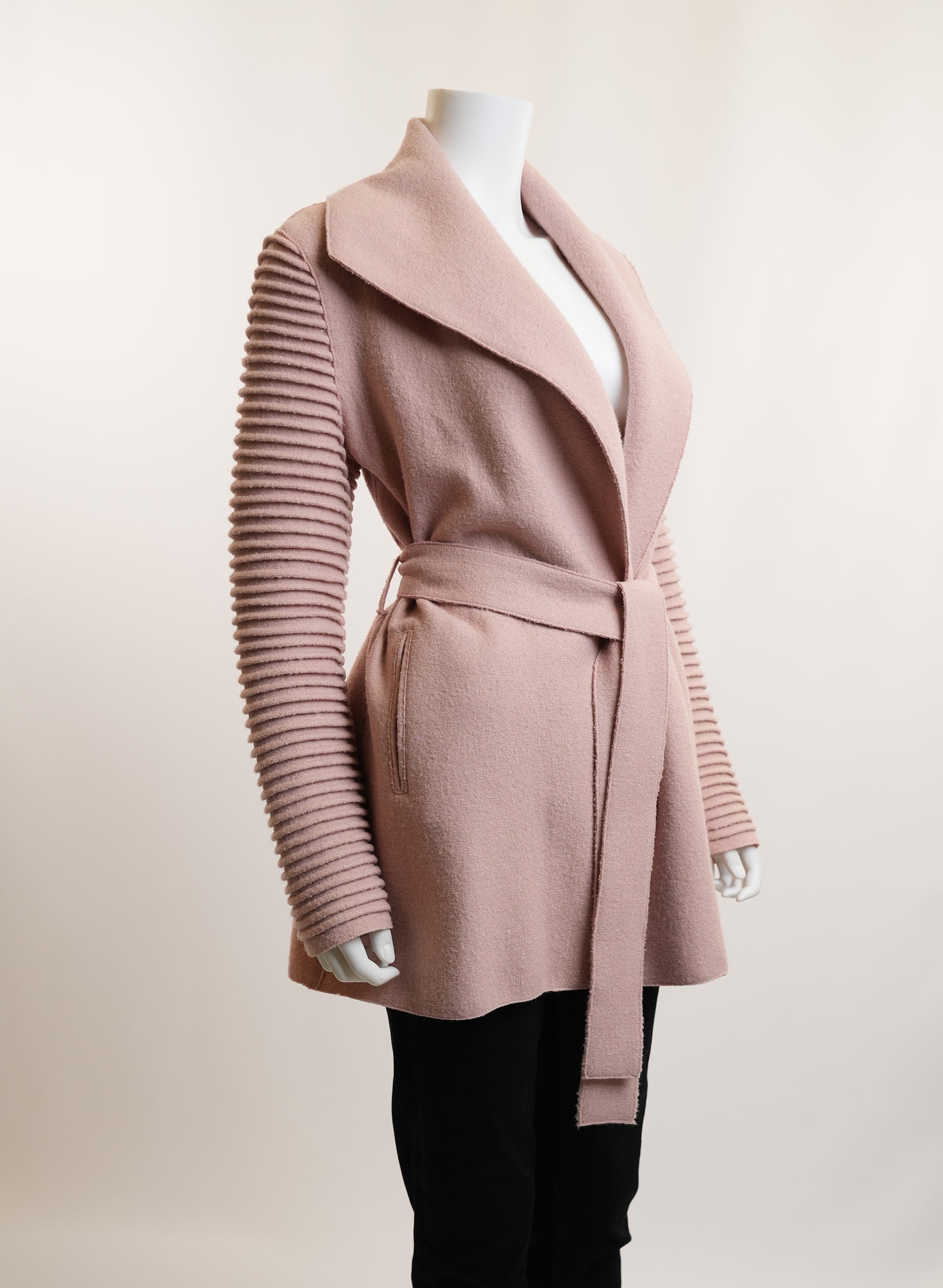 Sentaler Baby Alpaca Wool Wrap Coat With Ribbed Sleeves