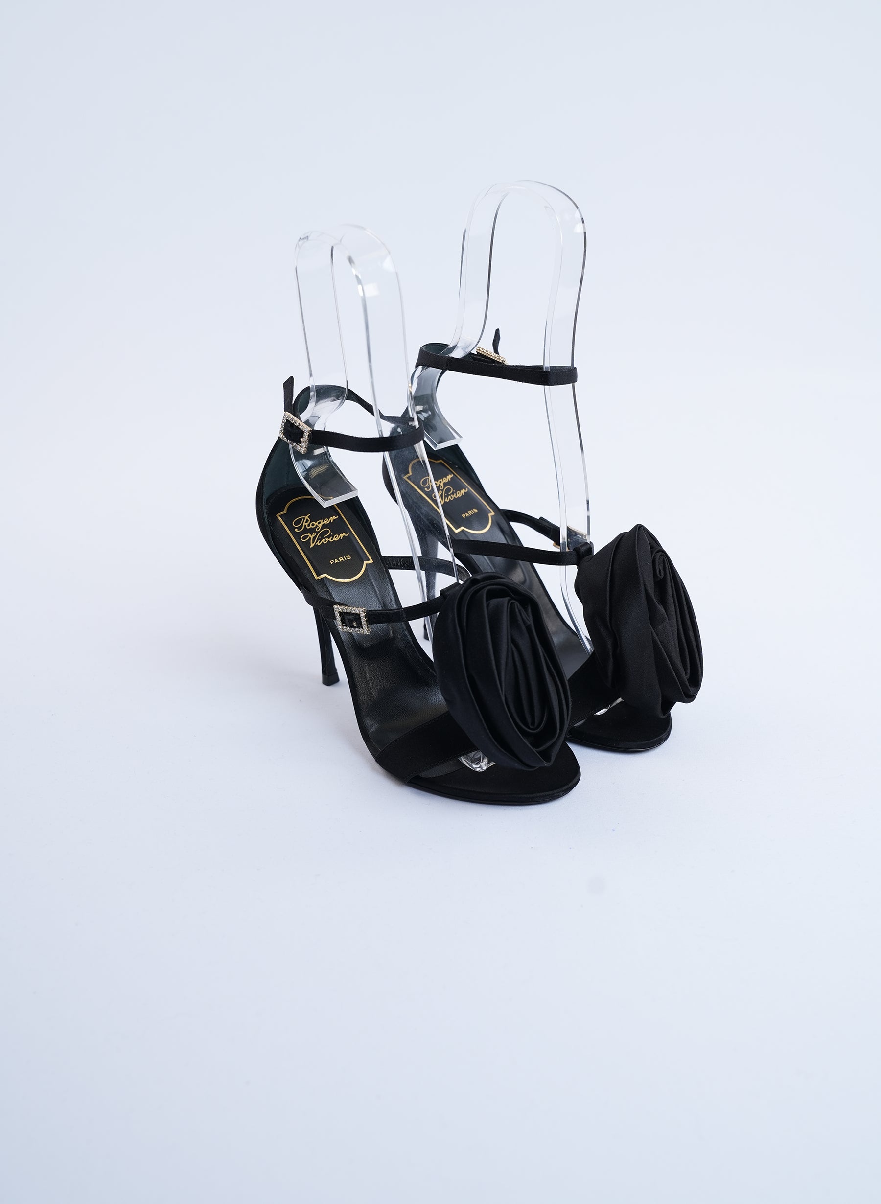 Roger Vivier Black Satin High Heel Sandals