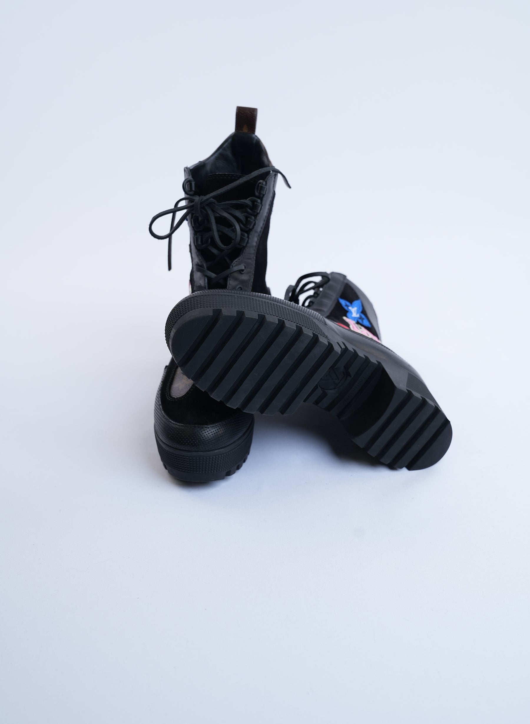 Louis Vuitton LV Monogram Suede Combat Boots