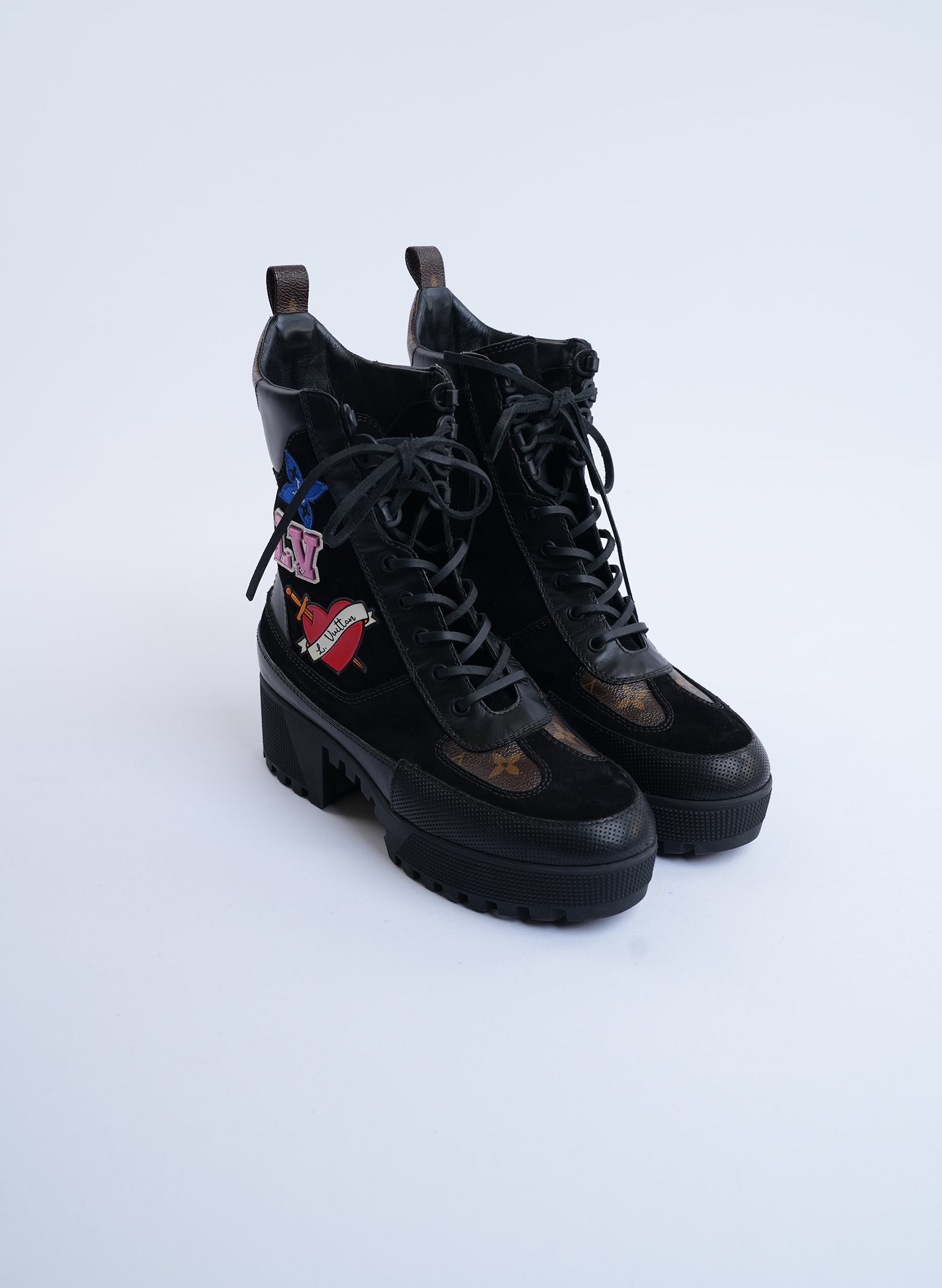 Louis Vuitton LV Monogram Suede Combat Boots