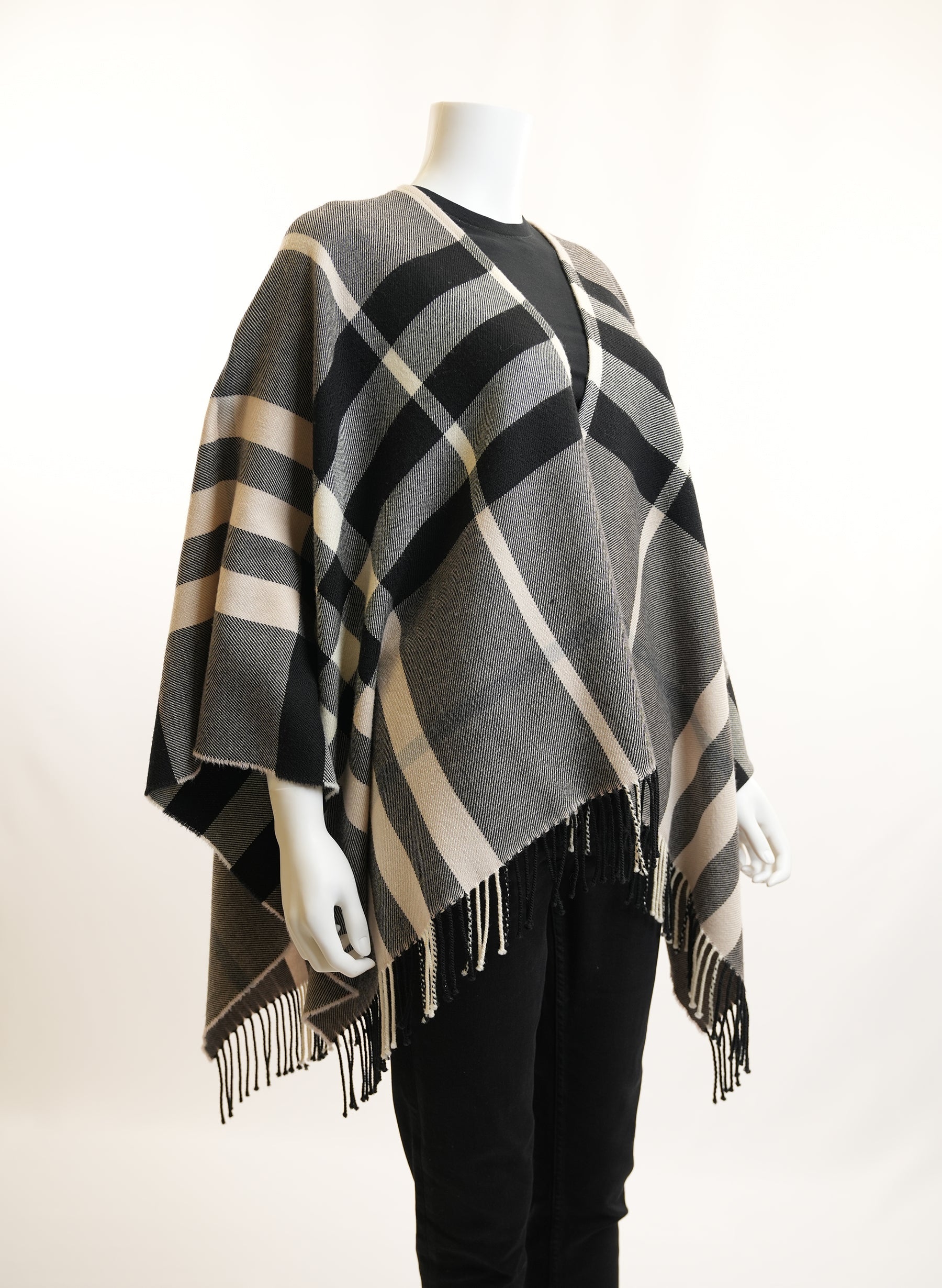 Burberry Reversible Wool Shawl Poncho Cape