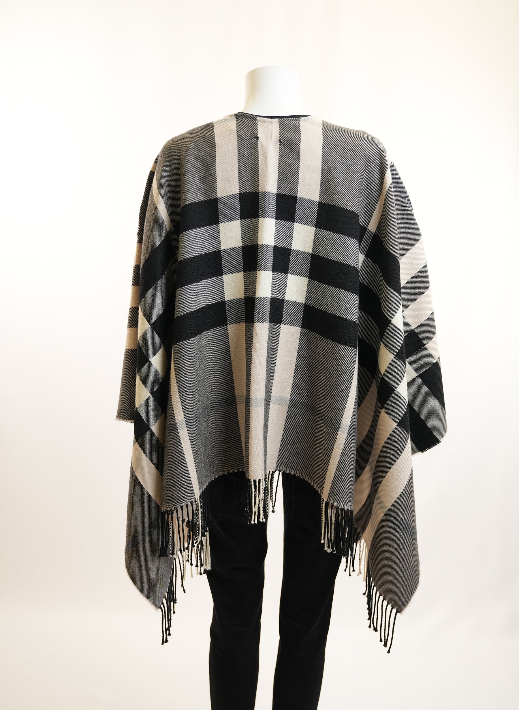 Burberry Reversible Wool Shawl Poncho Cape