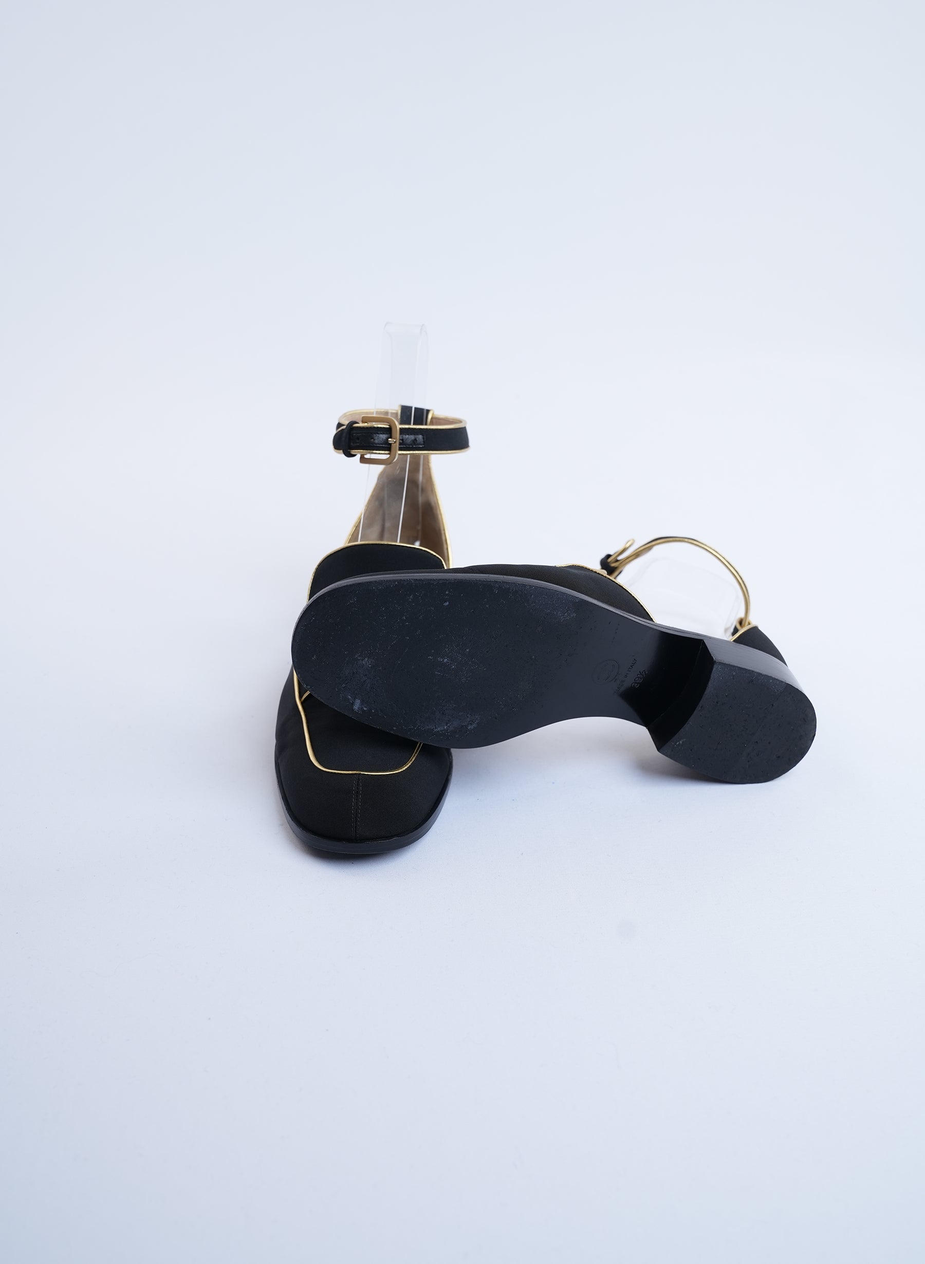 Chanel Black Loafers With Ankle Strap