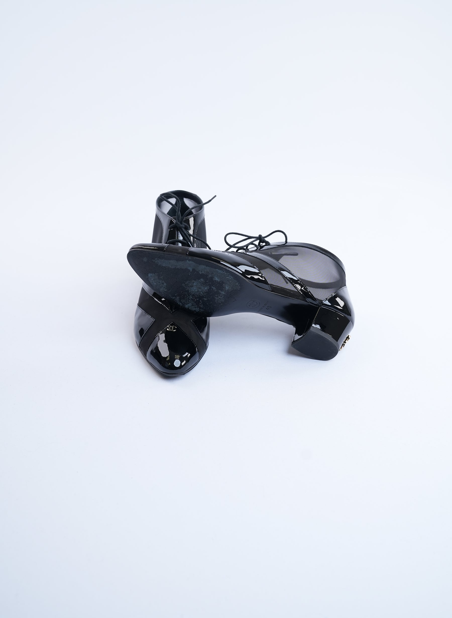 Chanel Laceup Heeled Ankle Boots