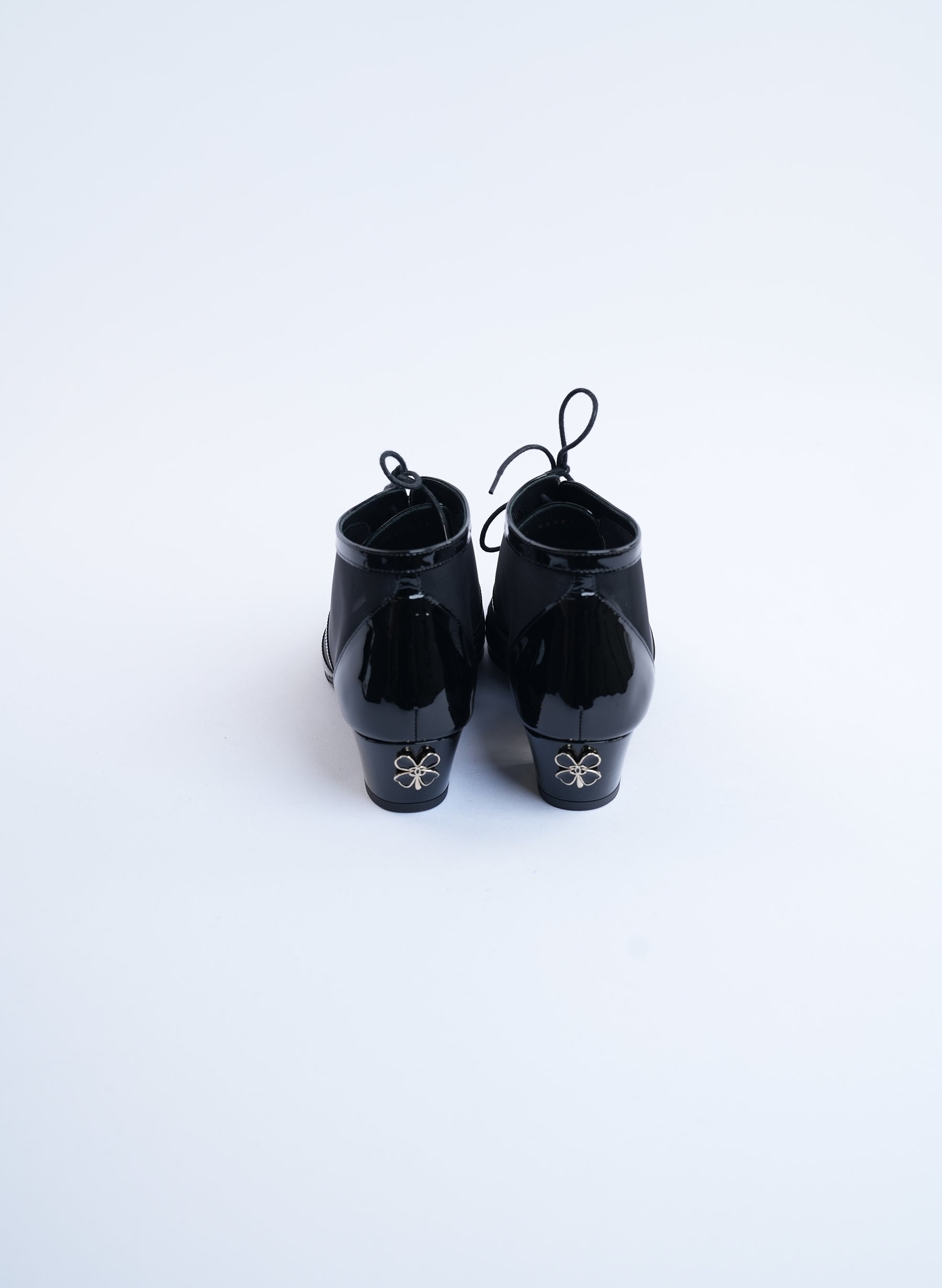 Chanel Laceup Heeled Ankle Boots