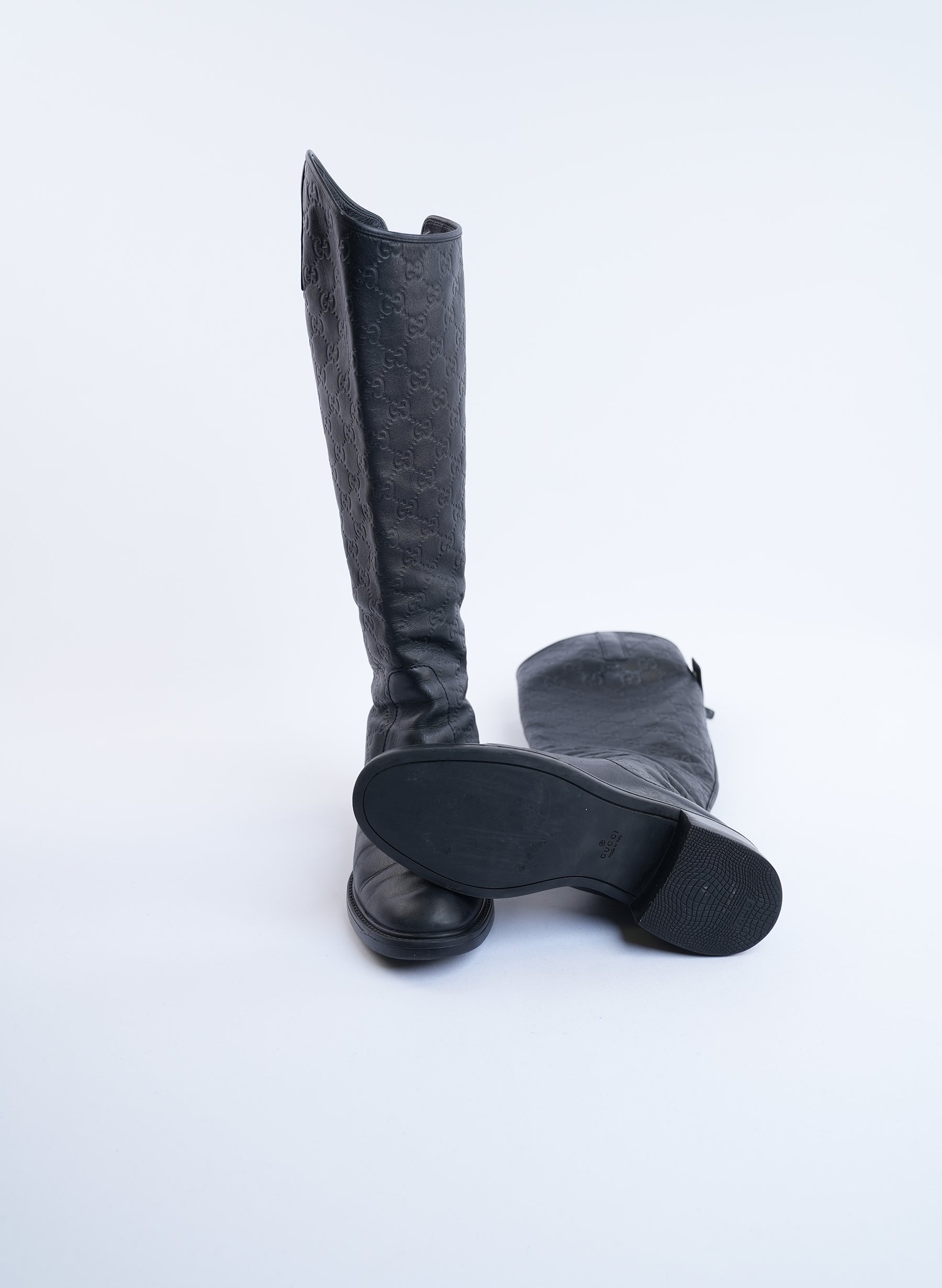 Gucci Black Suede Knee High Boots