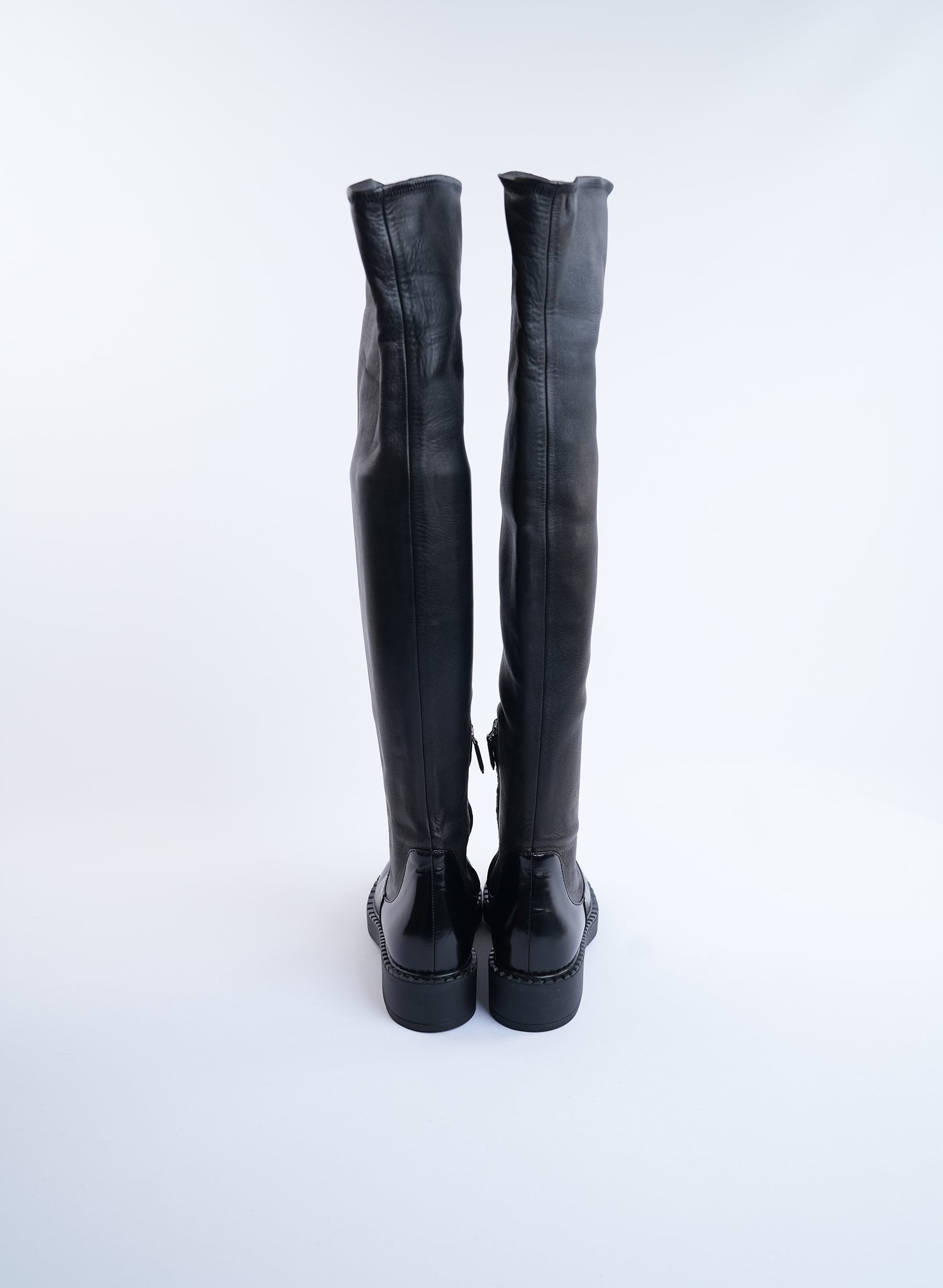 Prada Nappa Stretch Leather Knee High Boots