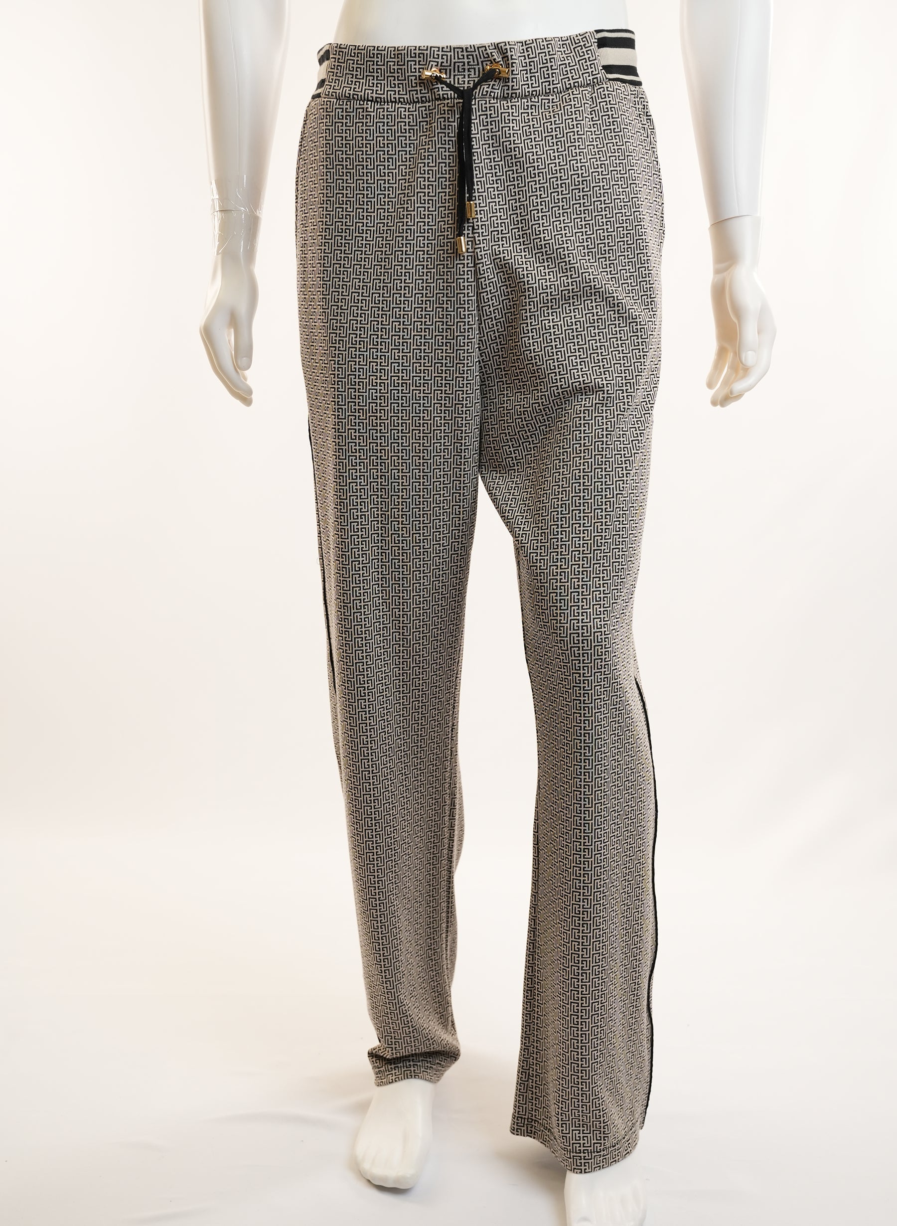 Balenciaga Monogram Drawstring Straight-Cut Loose-Fit Pants