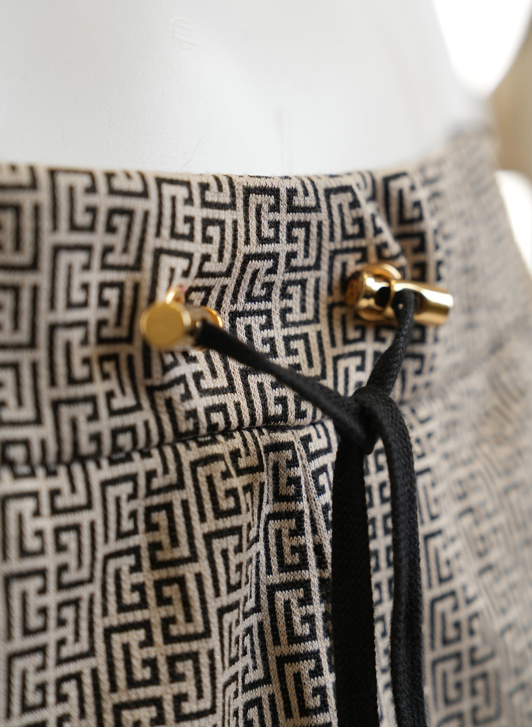 Balenciaga Monogram Drawstring Straight-Cut Loose-Fit Pants