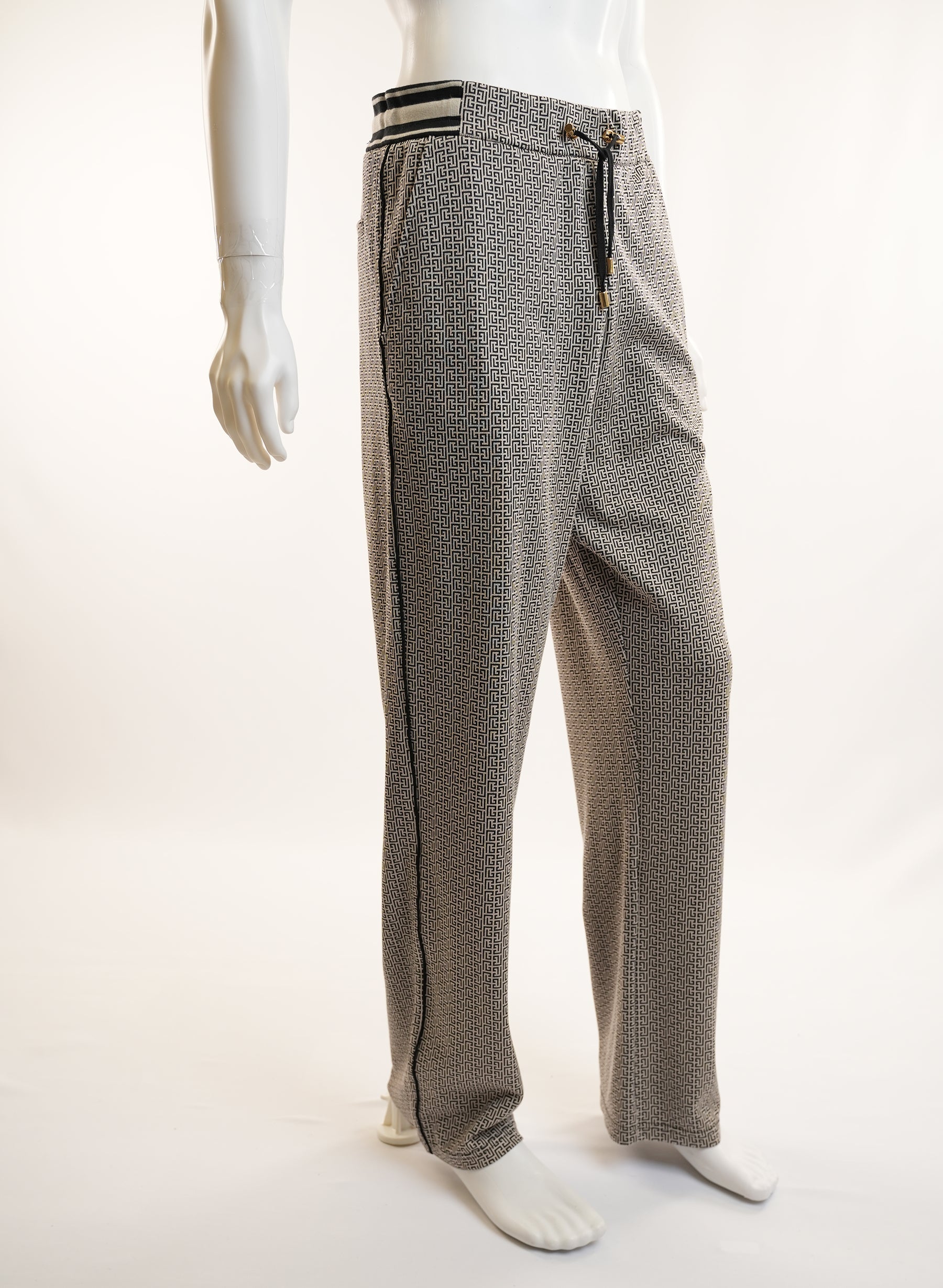 Balenciaga Monogram Drawstring Straight-Cut Loose-Fit Pants