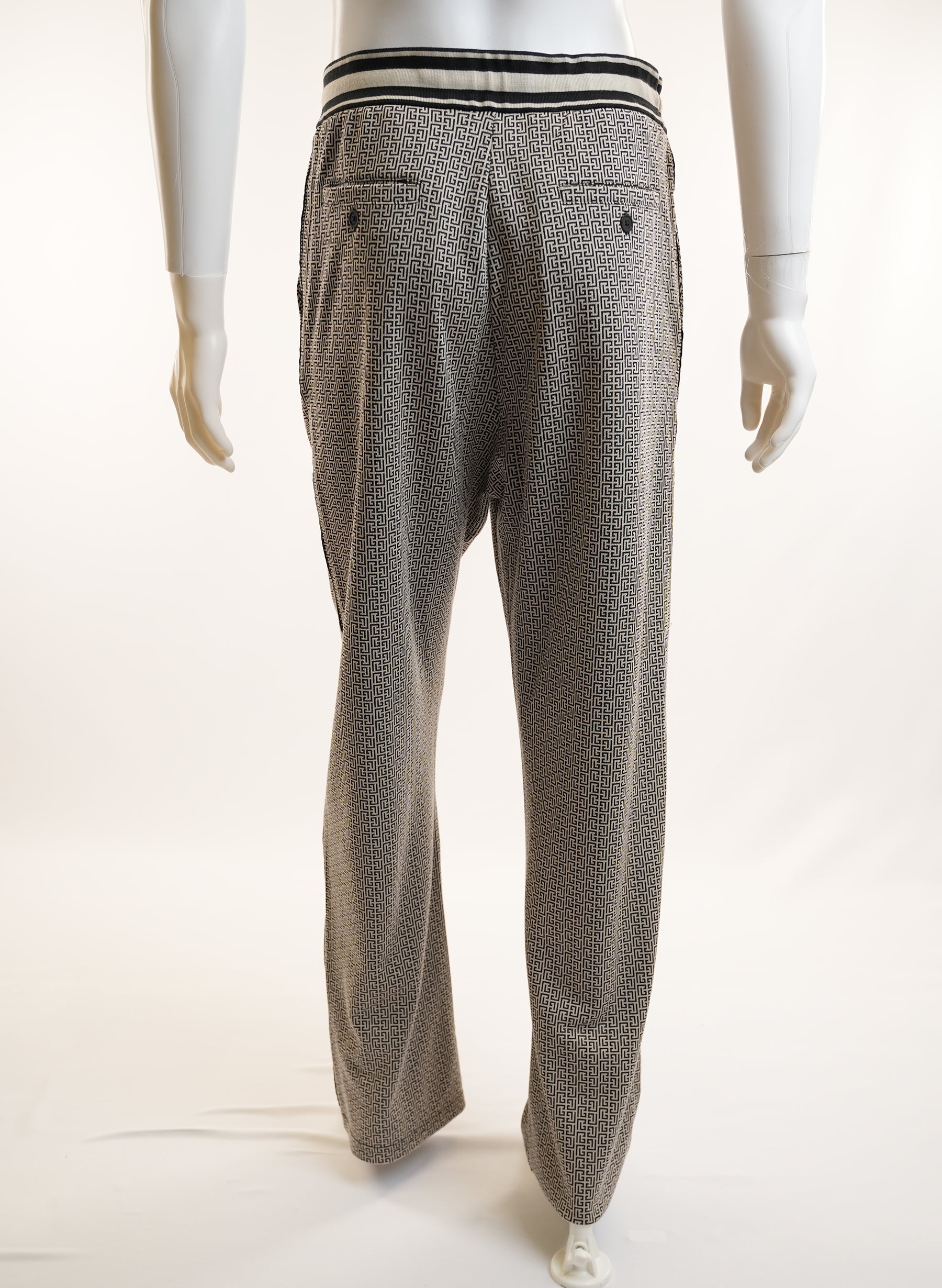 Balenciaga Monogram Drawstring Straight-Cut Loose-Fit Pants