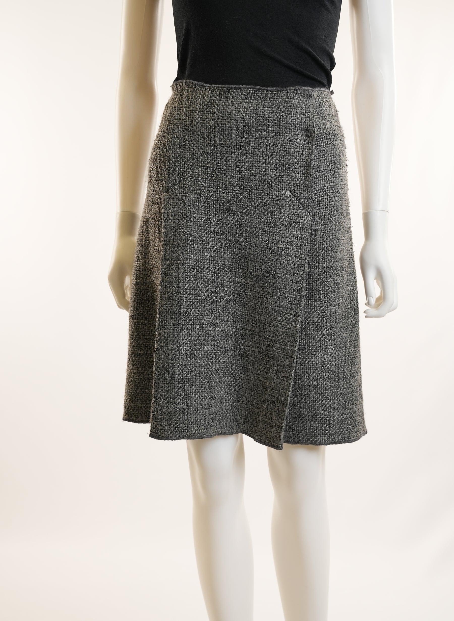 Miu Miu Grey Wool Skirt