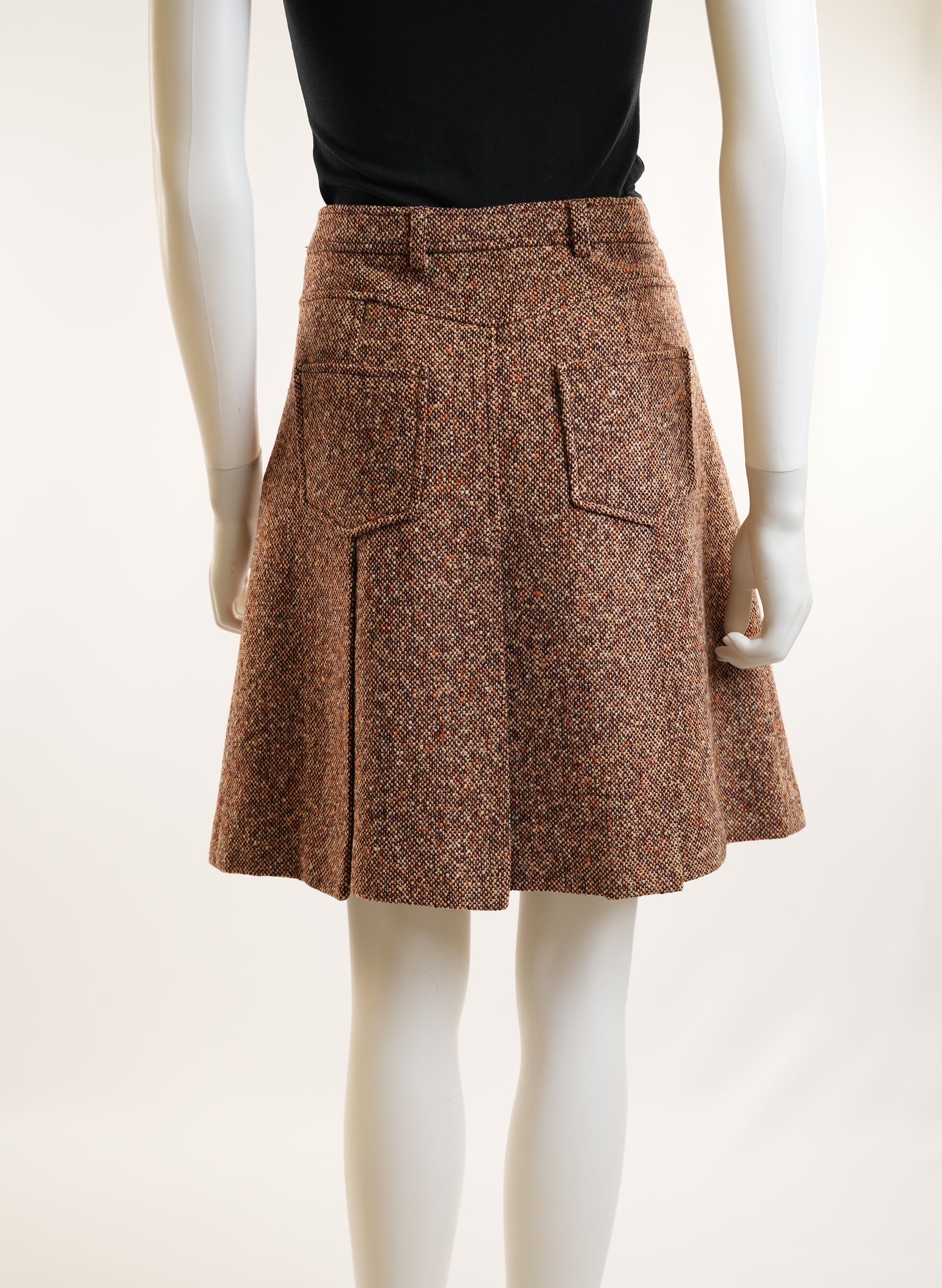 Miu Miu Brown Pleated Wool Skirt