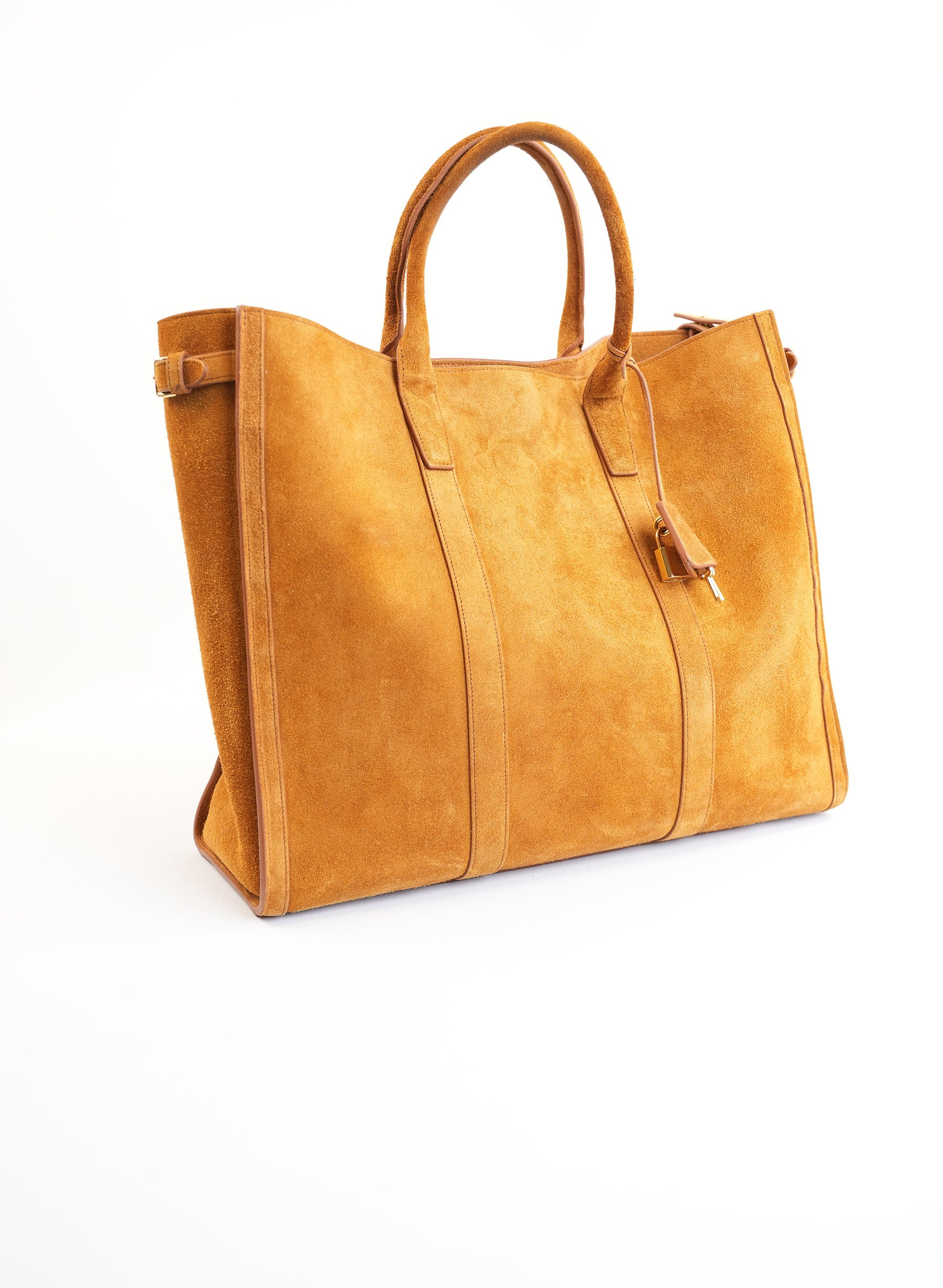 Celine Large Camel Pecan Suede Cabas Handbag