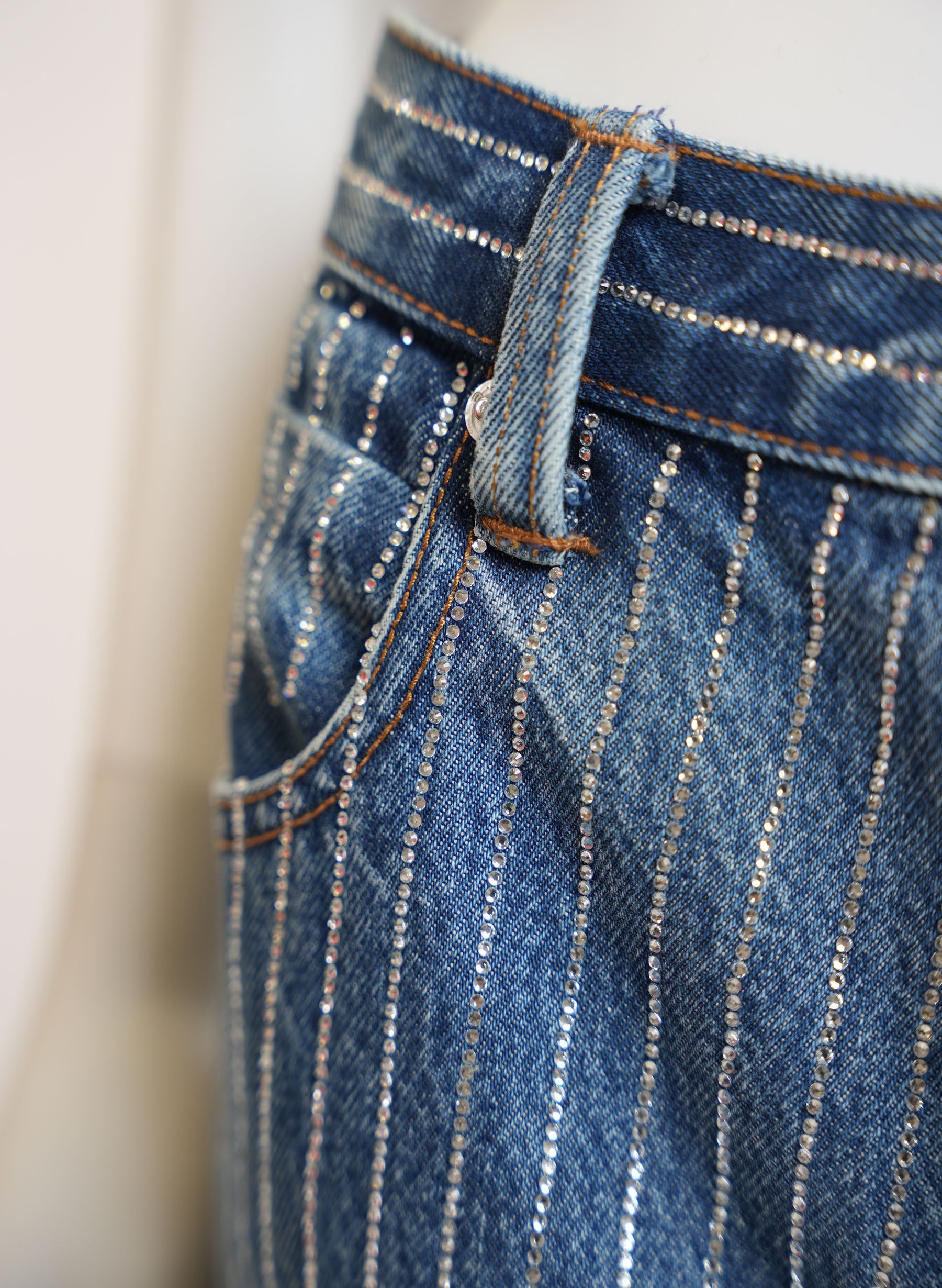 Alexander Wang Crystal Stripe Skater Jeans