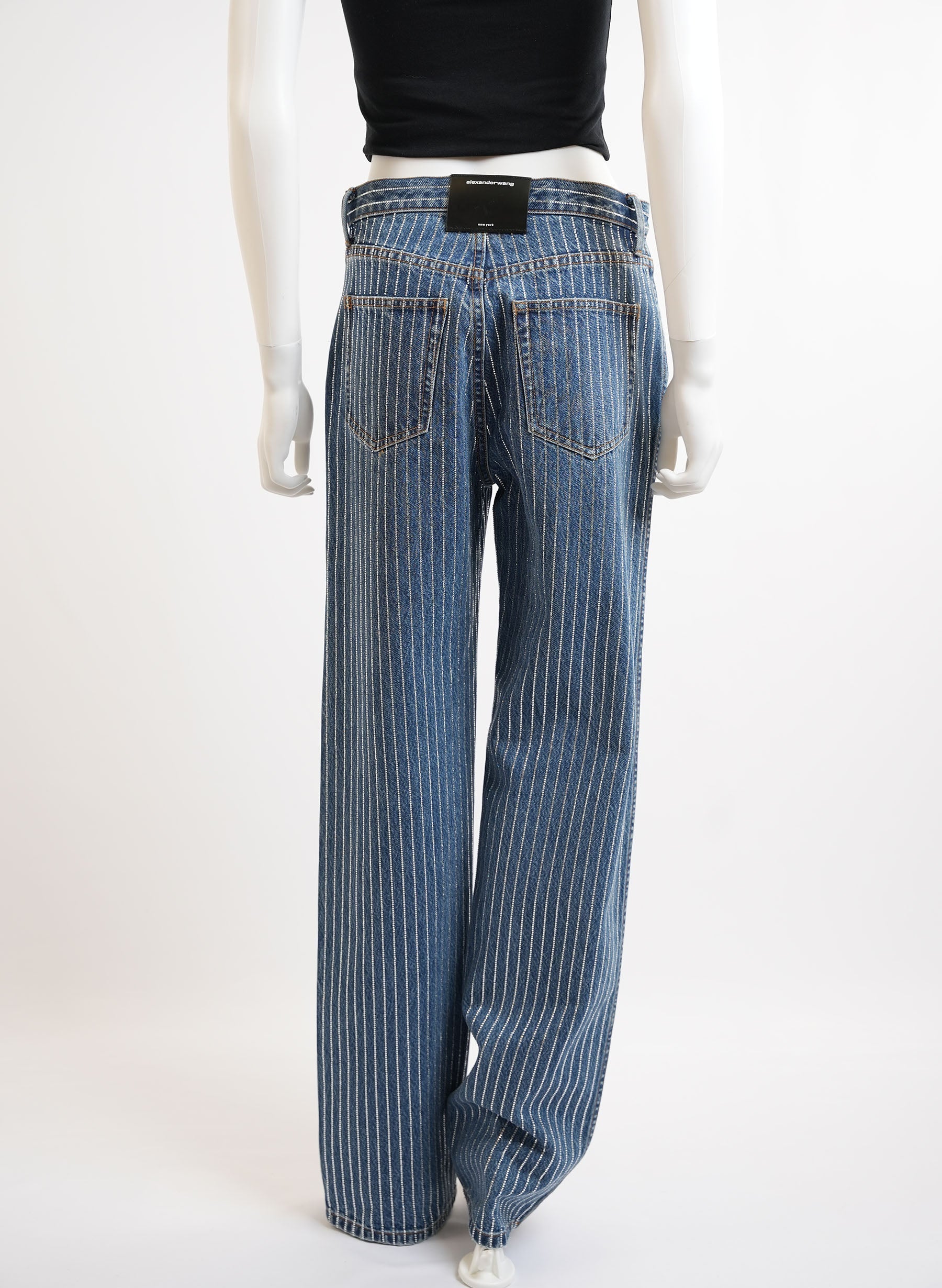 Alexander Wang Crystal Stripe Skater Jeans