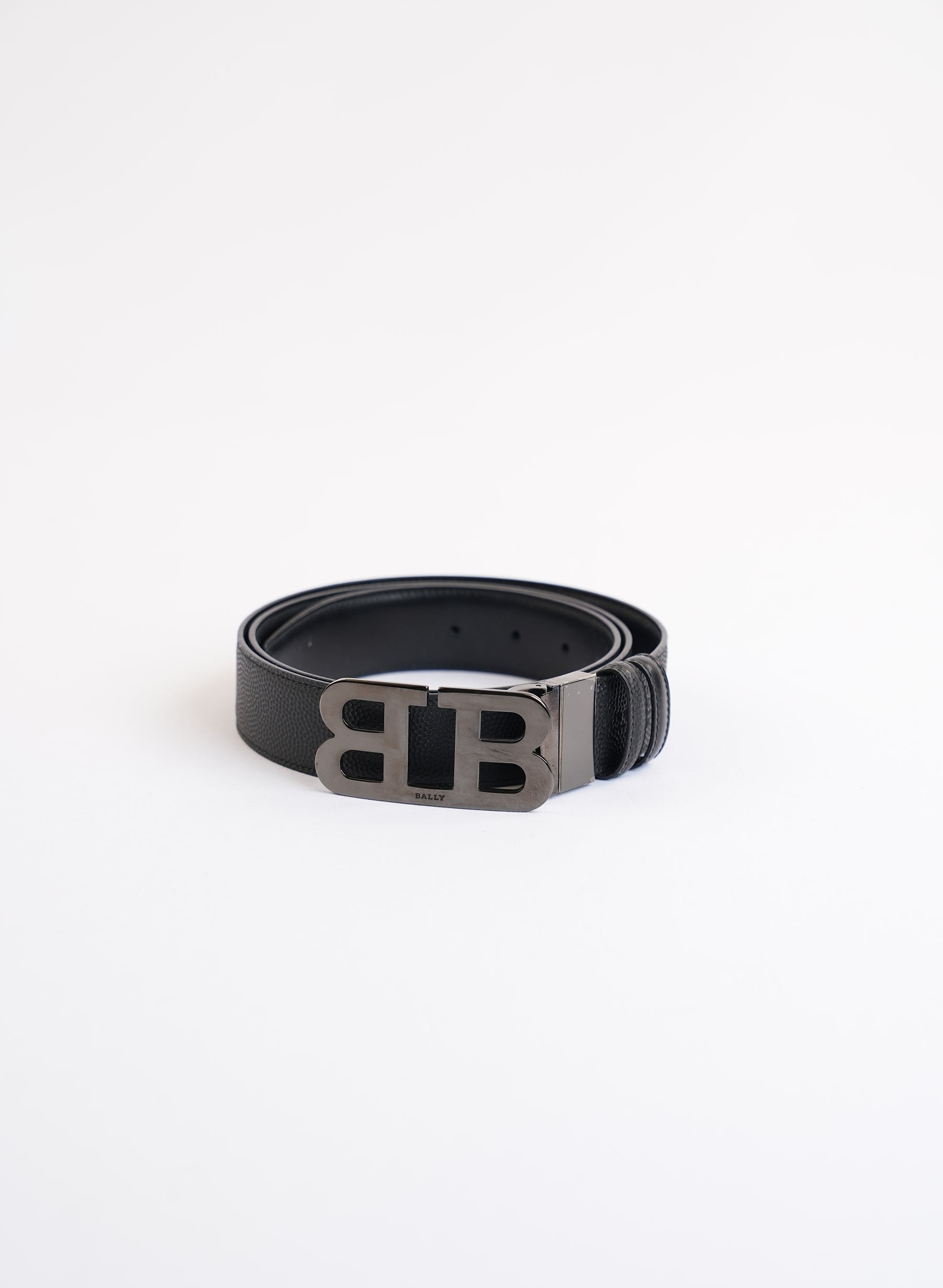 Bally Reversible Mirror Black Leather Belt