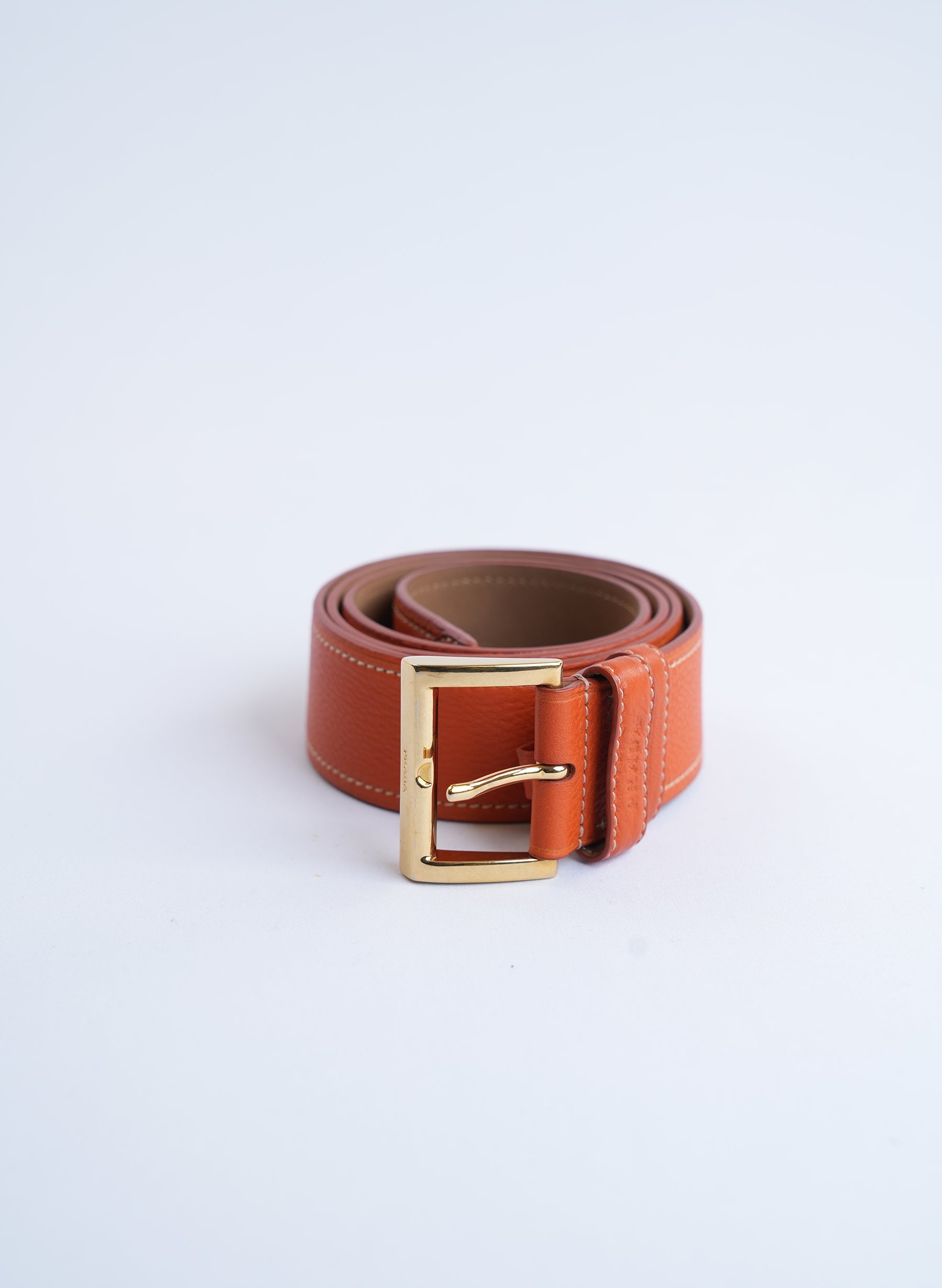 Prada Orange Saffiano Leather Belt
