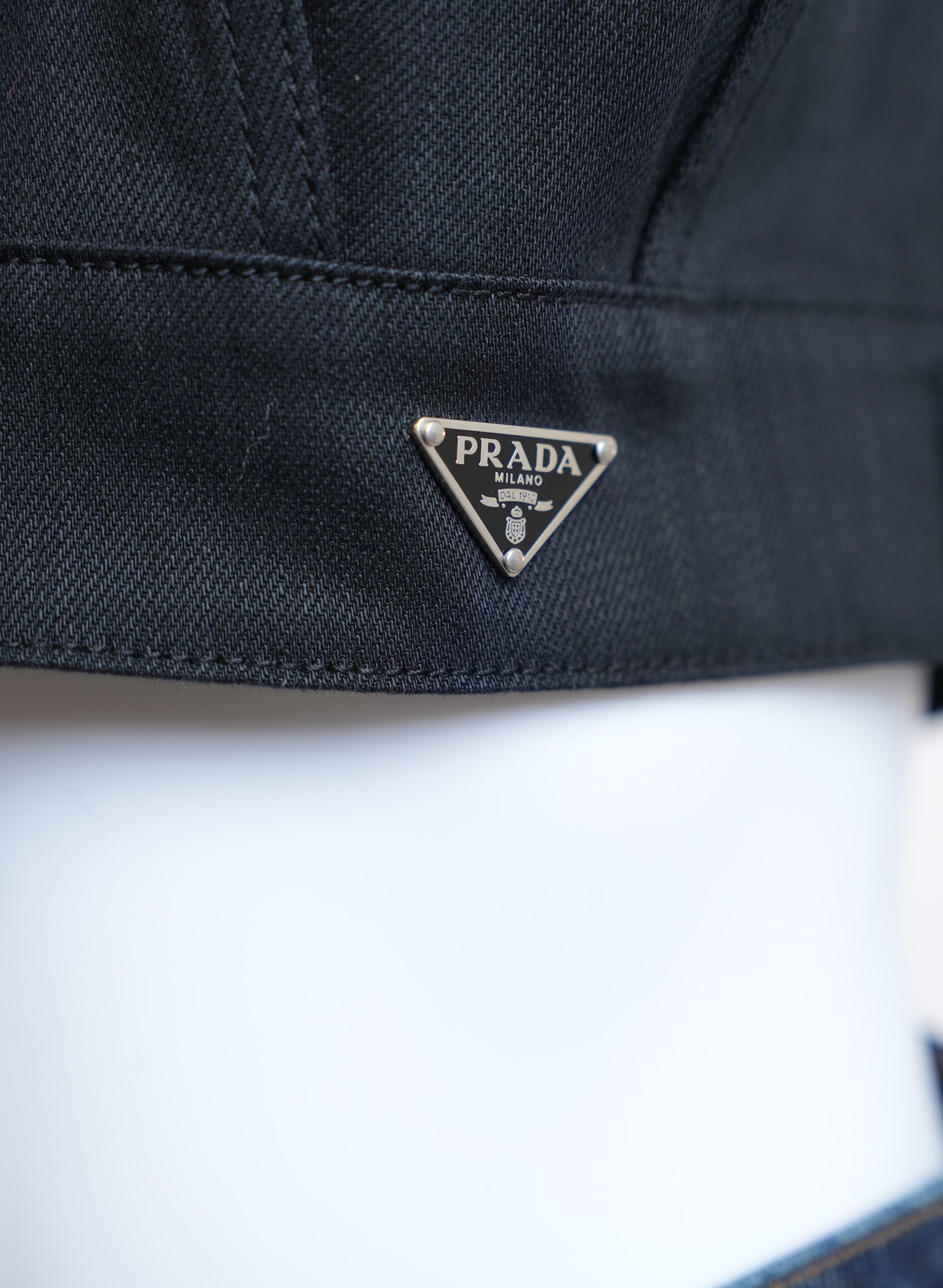 Prada Logo Cropped Denim Vest