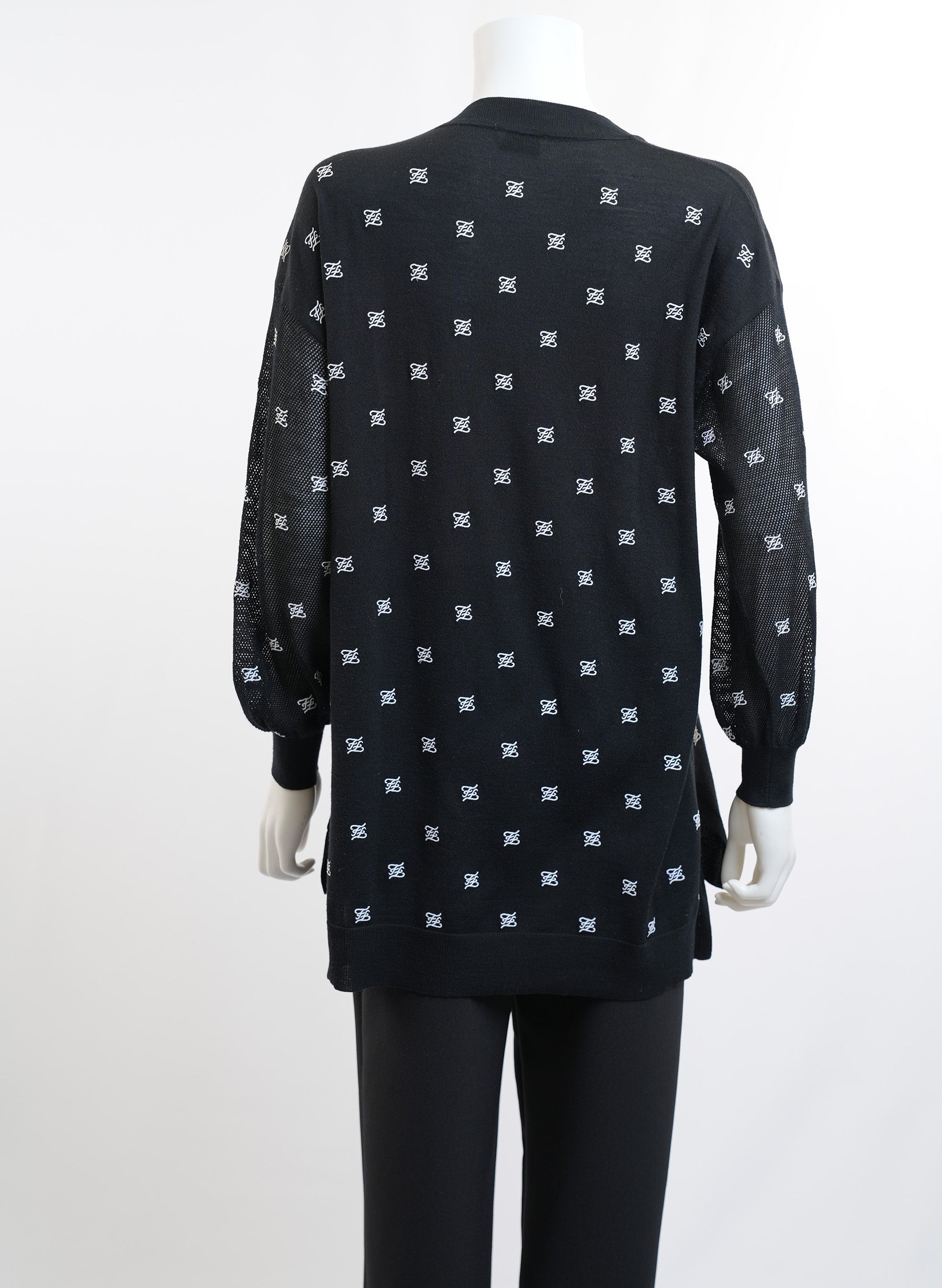 Fendi Black Logo Embroidered Turtleneck Sweater